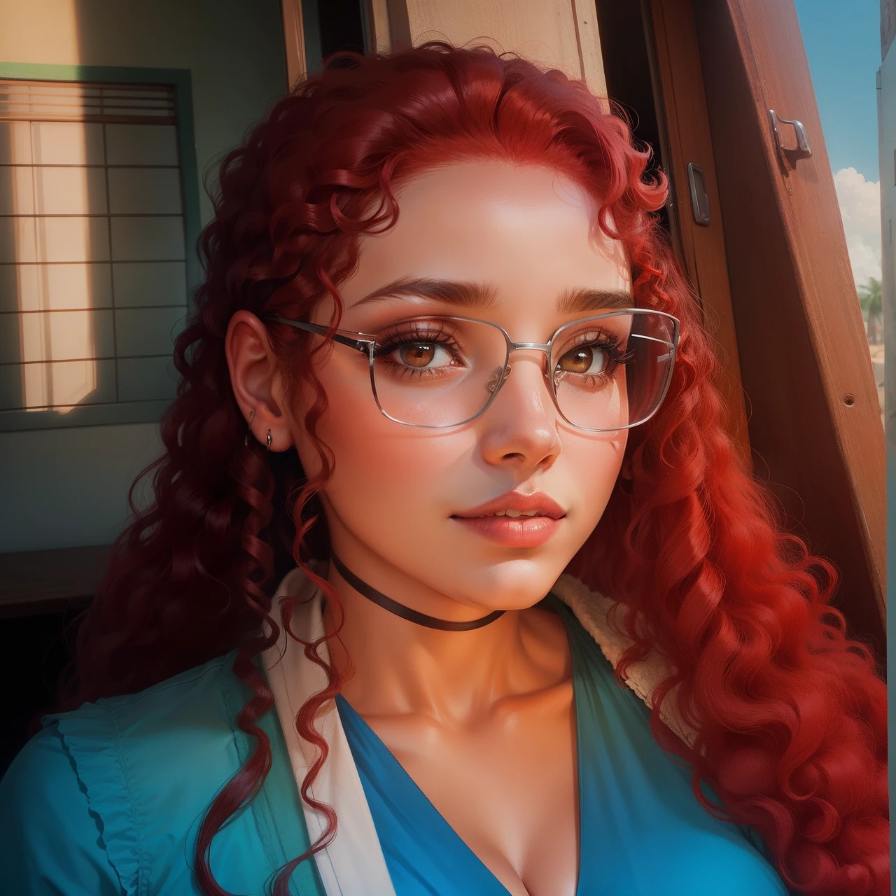 Illustration of a Brazilian woman with red curly hair