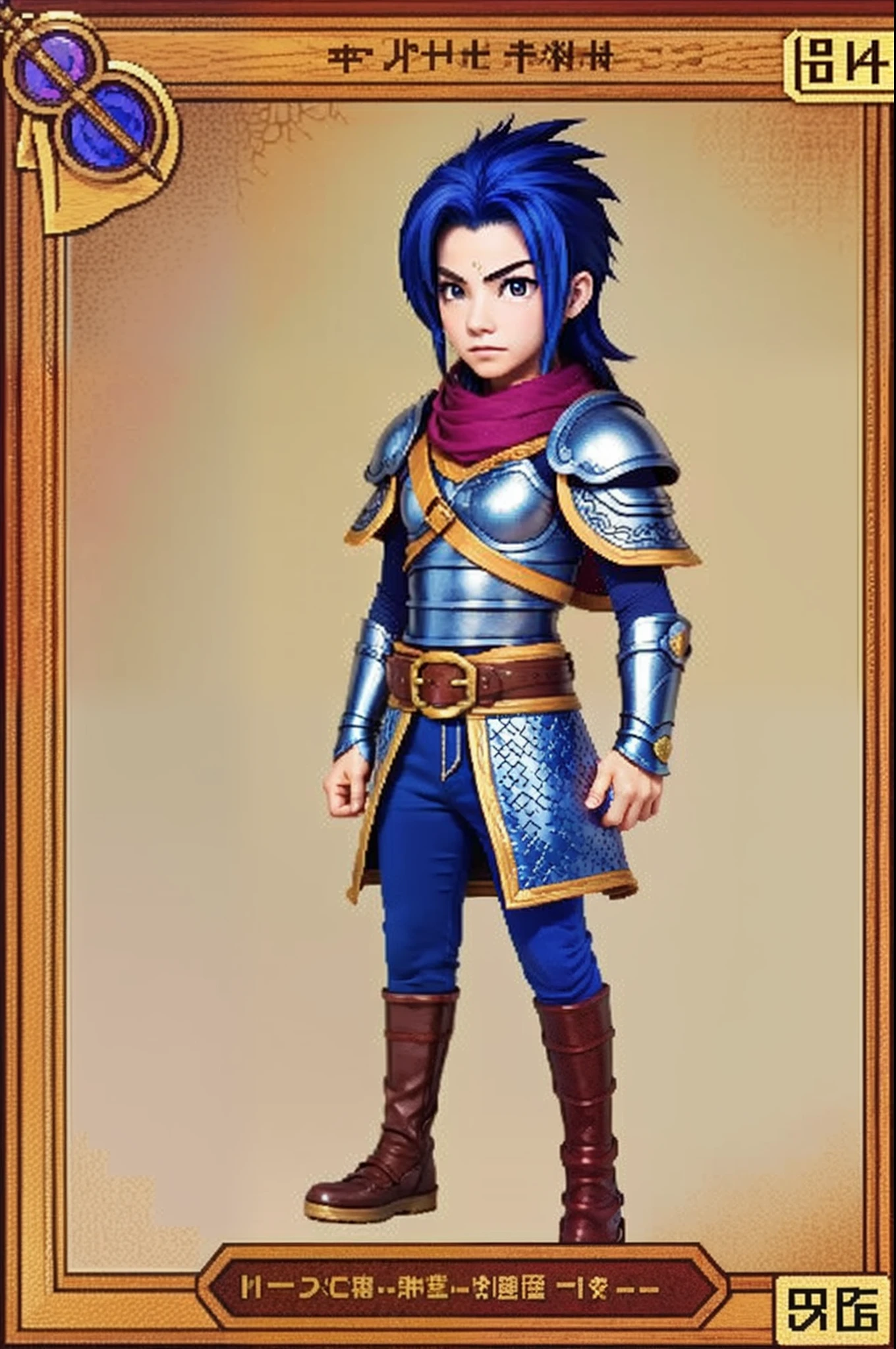 鸟山明风格，pixel game《dragon quest》，Game character design，（female archer：1.4），Leather armor，16-bit pixels