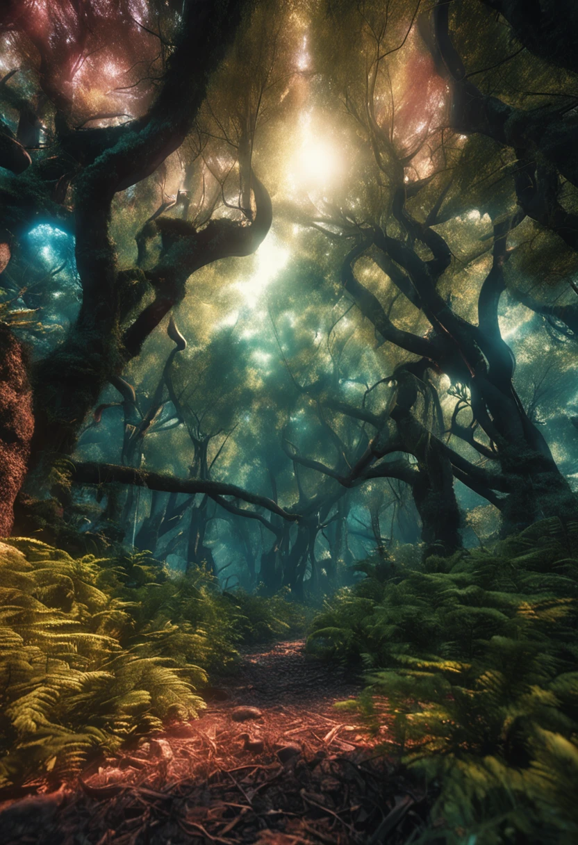 Ultra realistic image of an electronic forest, fotografia, altamente detalhado