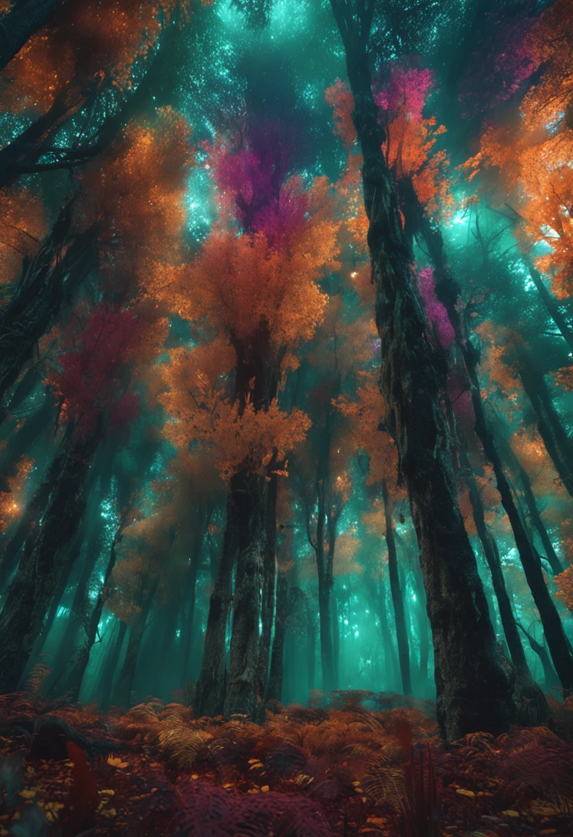 Ultra realistic image of an electronic forest, fotografia, altamente detalhado