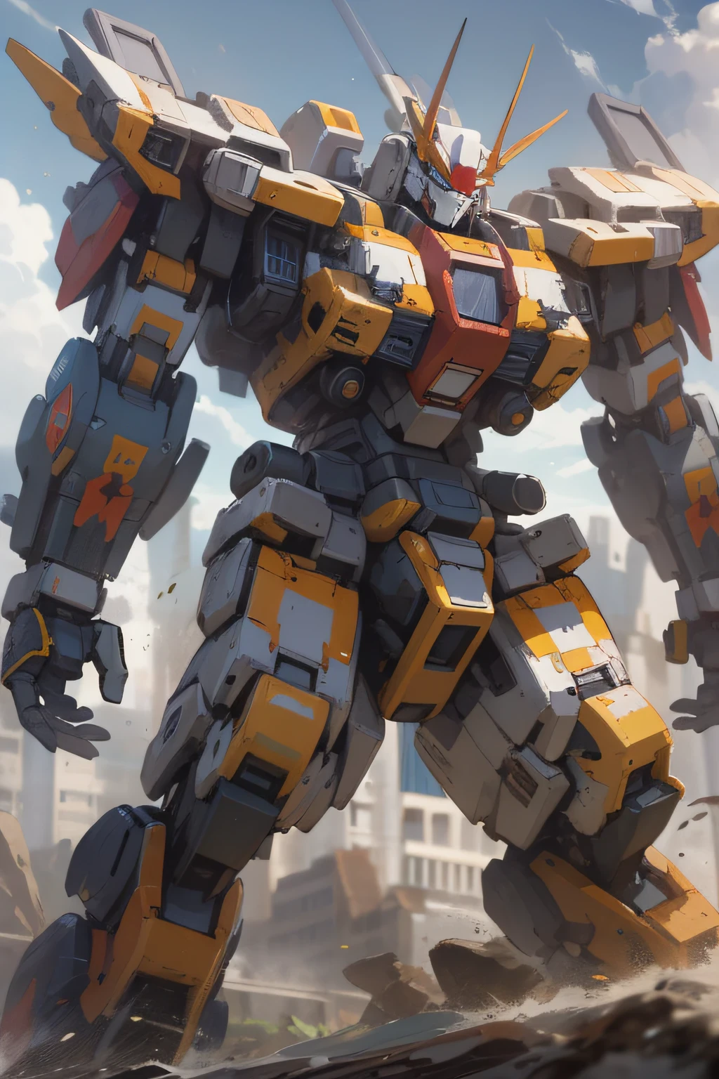 "Mecha at its peak power, showcasing its full glory."