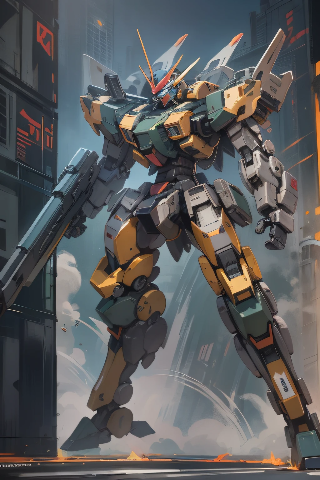 "Mecha at its peak power, showcasing its full glory."