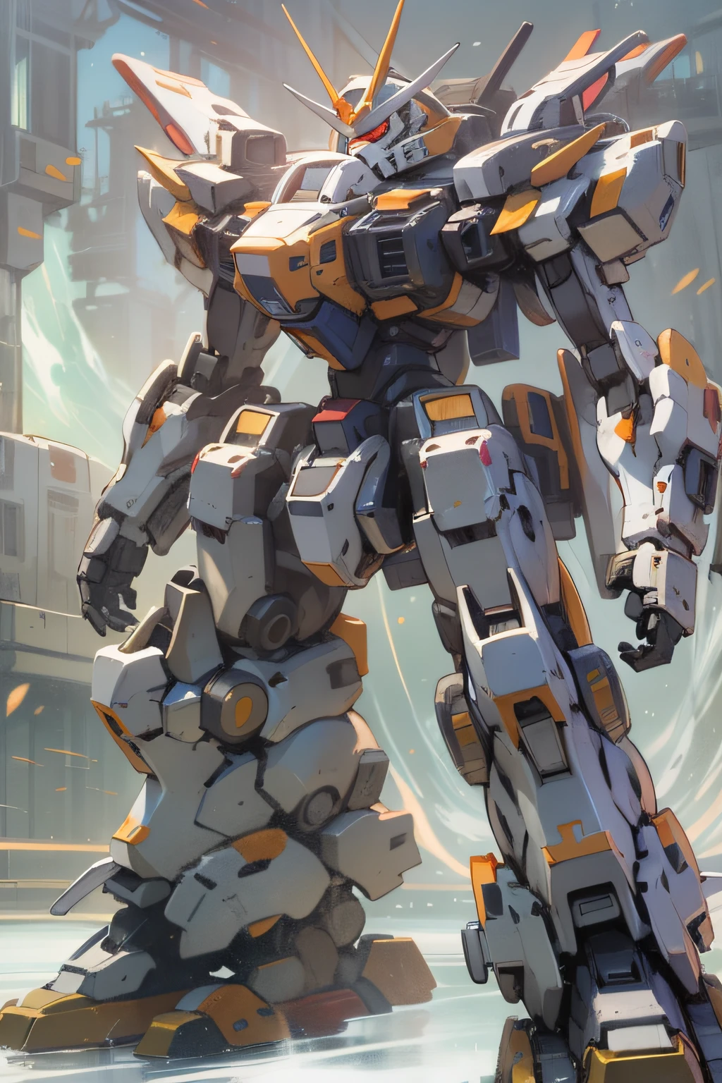 "Mecha showcasing its ultimate power, emanating an awe-inspiring aura."