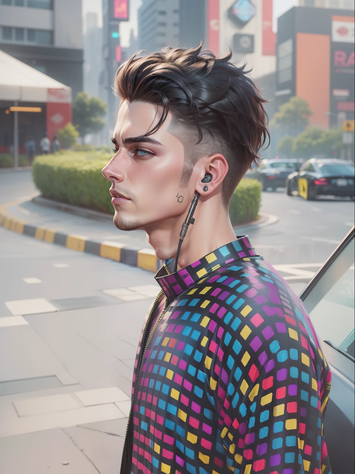 Change background cyberpunk handsome boy, realistic face,8k, ultra realistic
