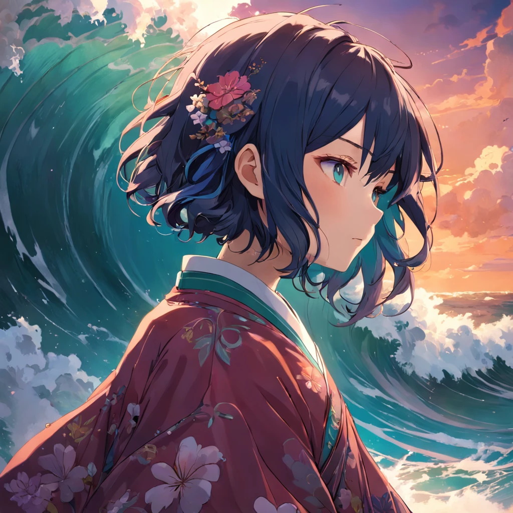 wave,bob,mid-length,flowers,model,men