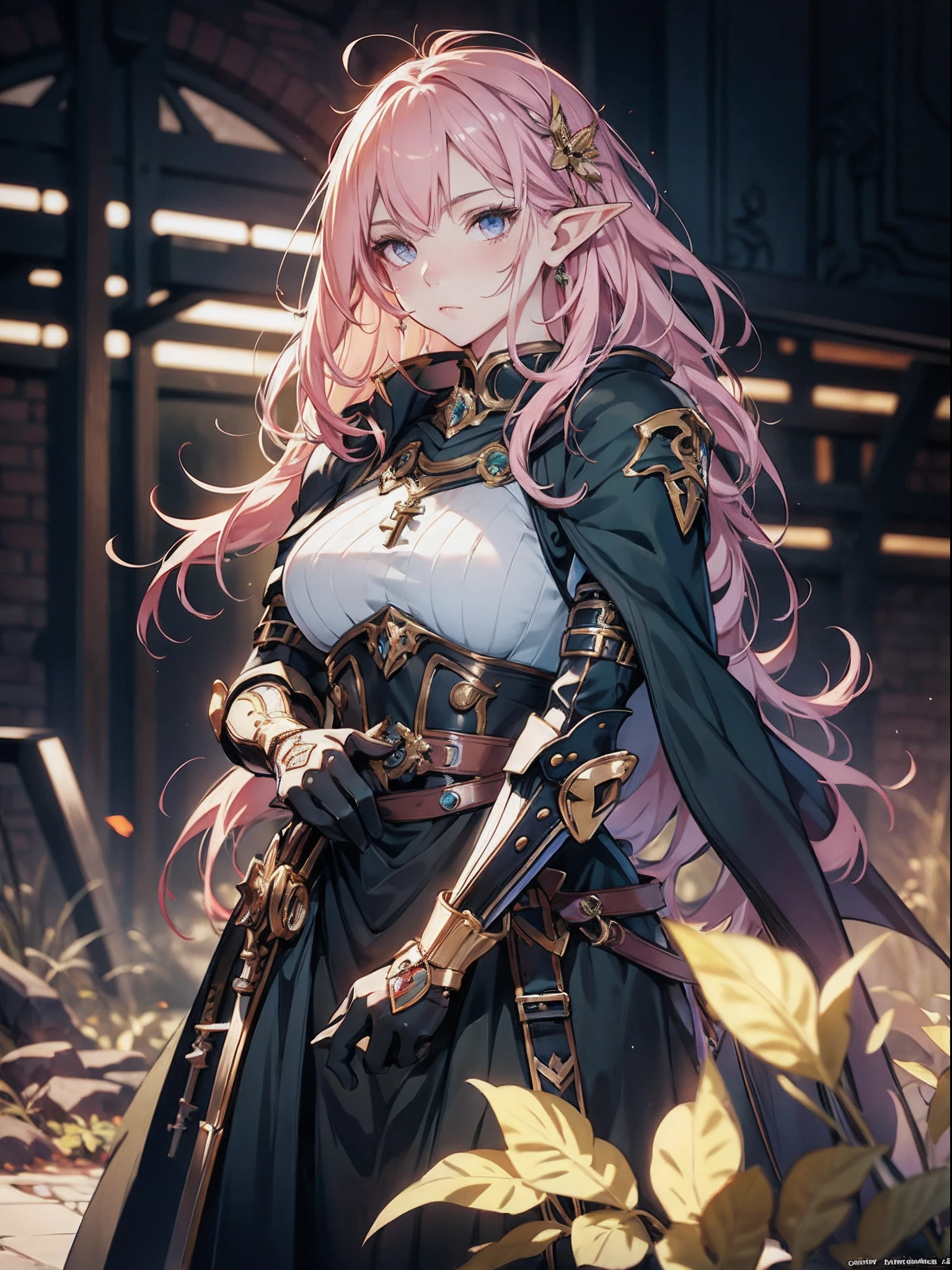 anime girl in a dress and hands wearing gloves, fine delicate hands, pink hair, cushart krenz key art feminine, portrait knights of zodiac girl, detailed key anime art, high detailed official artwork, detailed digital anime art, trending on artstation pixiv, 2. 5 d cgi anime fantasy artwork, detailed anime character art, alluring elf princess knight, astri lohne