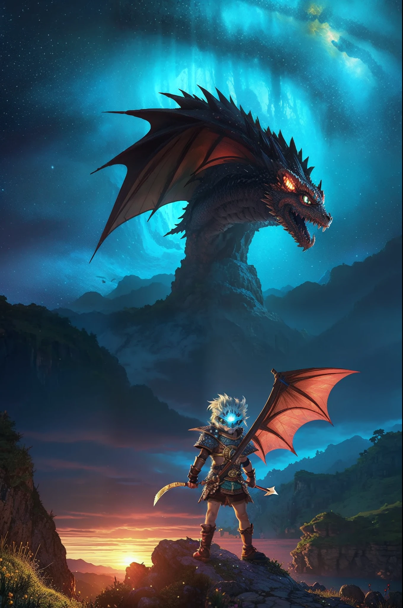 Fujifilm quality photograph (best quality)++, (masterpiece)++, (detailed)+, elf on the shelf fighting a Dragon, (fantasy illustration)1.3, enchanting Dragon battle elf on the shelf, mystical battle, (many gnomes battling)1.4 (whimsical charm).4 Otherworldly charm, mystical sky, (Luis Royo)1.2, (Yoshitaka Amano)1.1, moonlit night, soft colors, (detailed cloudscape)1.3, (high-resolution)1.2 (gnomes  battling everywhere)1.2 , <lora:DonM3t3rn1tyXL-v1.1:0.8> DonM3t3rn1tyXL <lora:DonMD1g174l4sc3nc10nXL:0.8> DonMD1g174l4sc3nc10nXL  <lora:Dragons:0.8> dragon