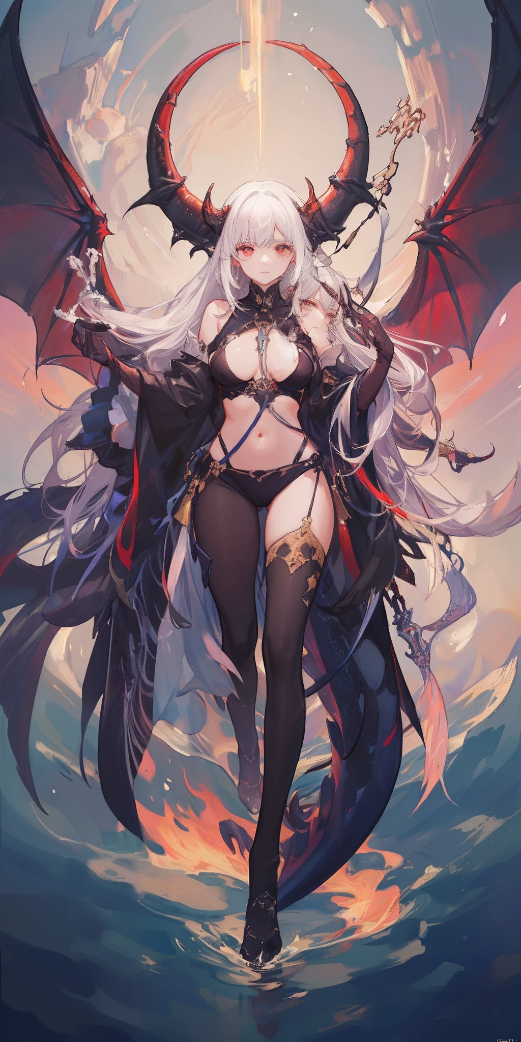 Tall girl reciting mantras)，Peek from under his forehead，breaking，，(lean legs：1.3)，(Bigchest)，lean legs，Water hair，1个Giant Breast Girl，独奏，(Fit your body：1.4)，plumw，Thin，Meticulous anatomy，Perfect body，Meticulous body，A detailed face，Beautiful anatomical eyes。Break Kaisa Dragon Lake，Breaking is very detailed，Complex art，Artstation's detailed ternary color trends in Unreal Engine 5，8K分辨率，A masterpiece by Deviantart