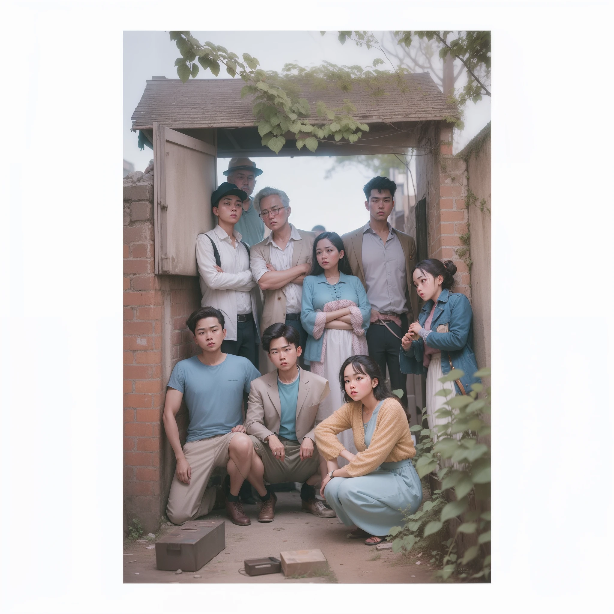 vintage vibe,street photography,retro color grading,film vibe,7 boy and 2 girl