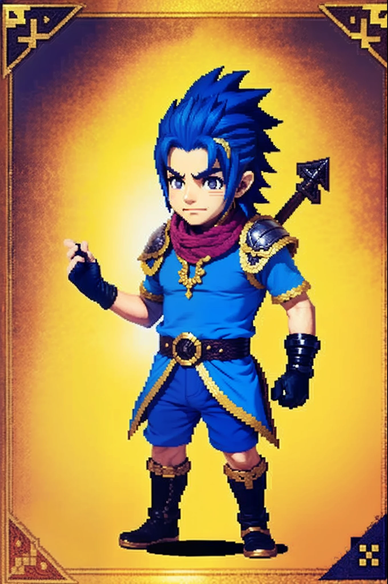 鸟山明风格,Flat pixel games《dragon quest》,Game monster design,(gnoll:1.4),Leather armor,bow and arrows,Full body like,16-bit pixels