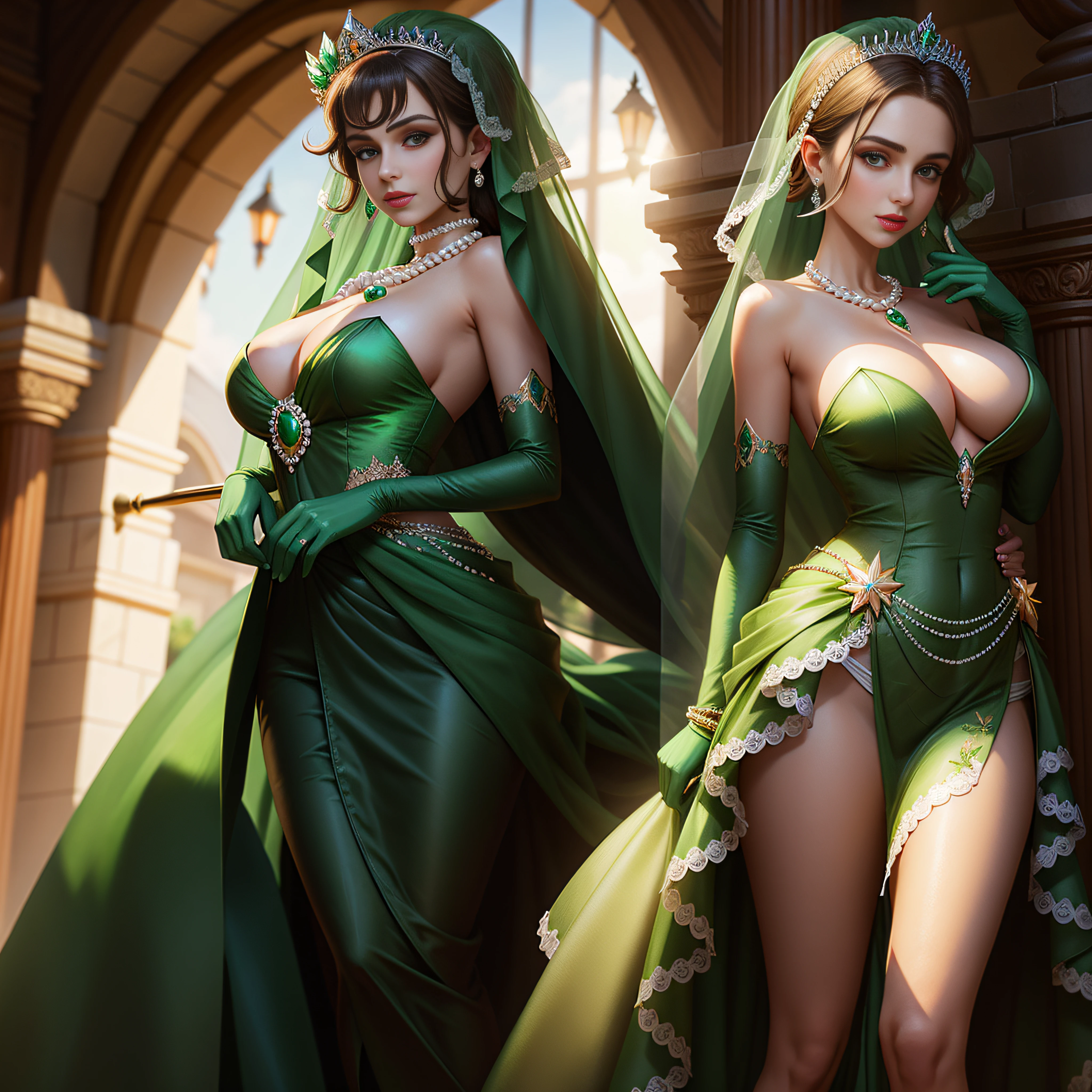 Pearl Necklace, emerald tiara