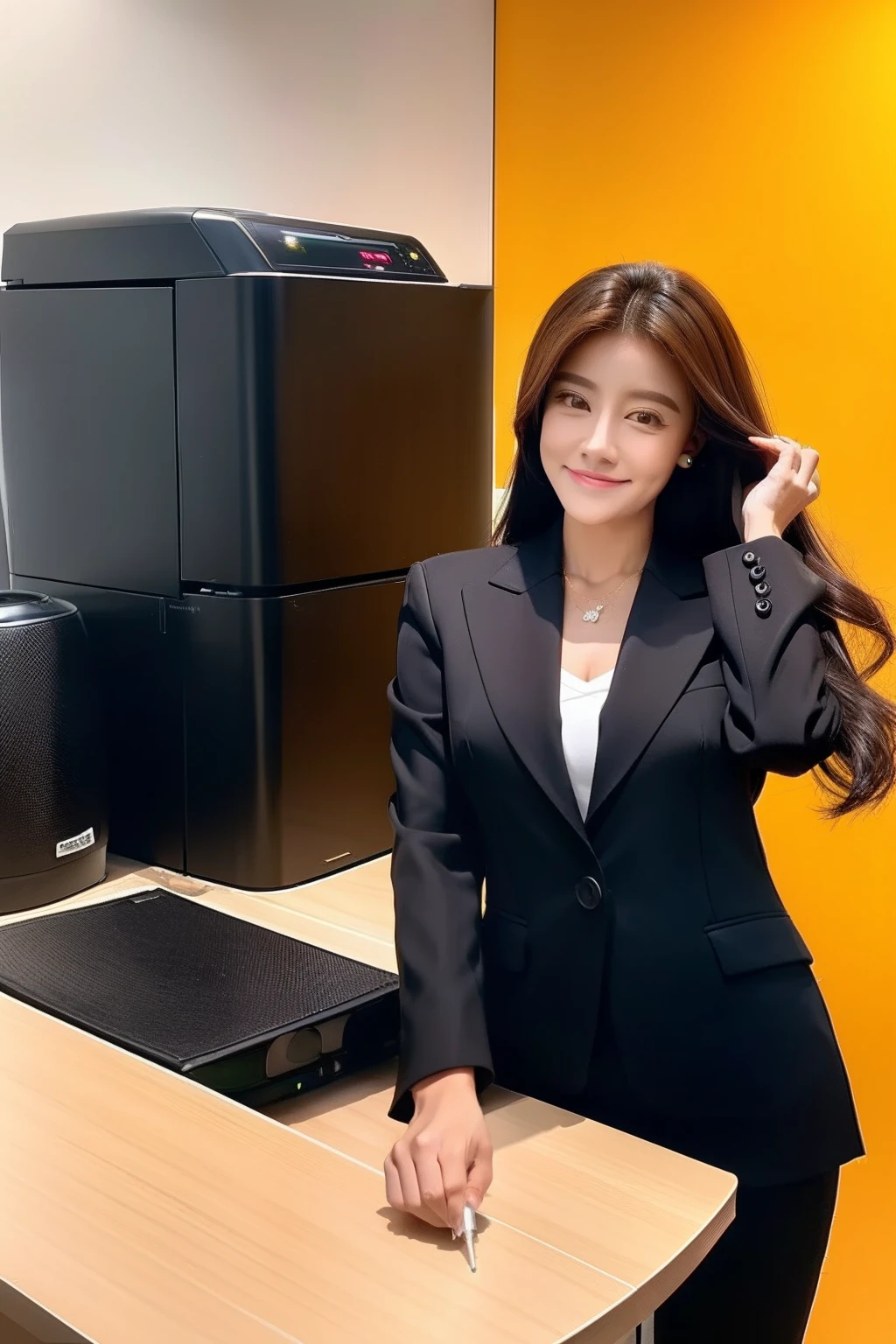 master part, melhor qualidade
1Menina, Longas_Hair, grande_seio, sorrir,
Looking at the Viewer,
vaqueiro_injection,
(business suit:1.2),
s office, coffee machine,