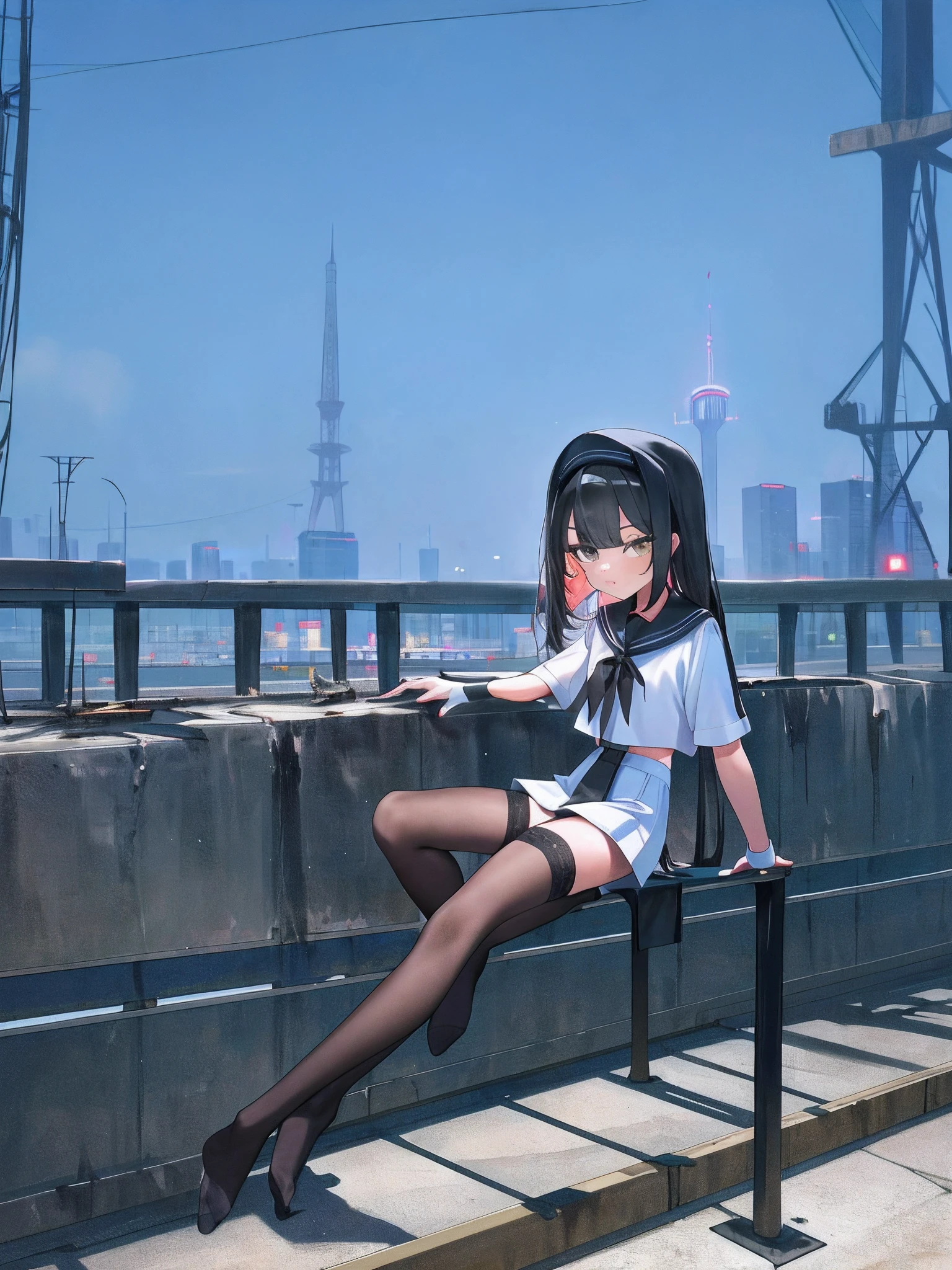 giantess art, highly detailed giantess shot, der riese, Beautiful girl wearing a huge swimsuit, Shorthair, Giant woman bigger than a skyscraper, Wearing rimless glasses, Colossal tits, Big ass, Futanari, Giant Root, Erect penis, very small metropolis, miniature metropolis, Full body depiction, Removed clothes are hung on the building., nffsw, der riese, Small town,micro city,