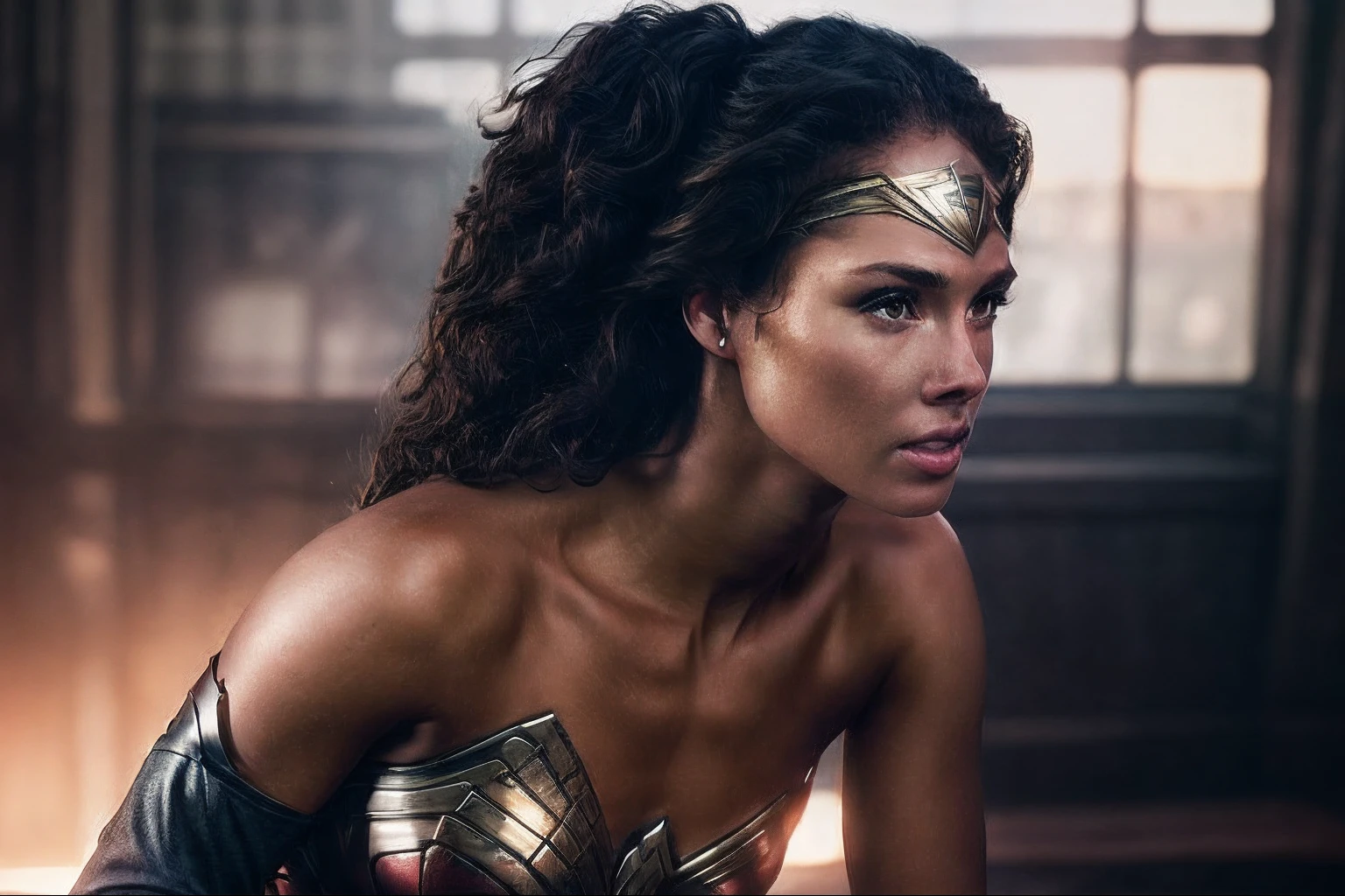 Cinematic soft lighting illuminates an incredibly detailed and ultra-realistic Wonder Woman that is trending on ArtStation. Octane is the perfect tool to capture the softest details of this masterpiece of 16k photography