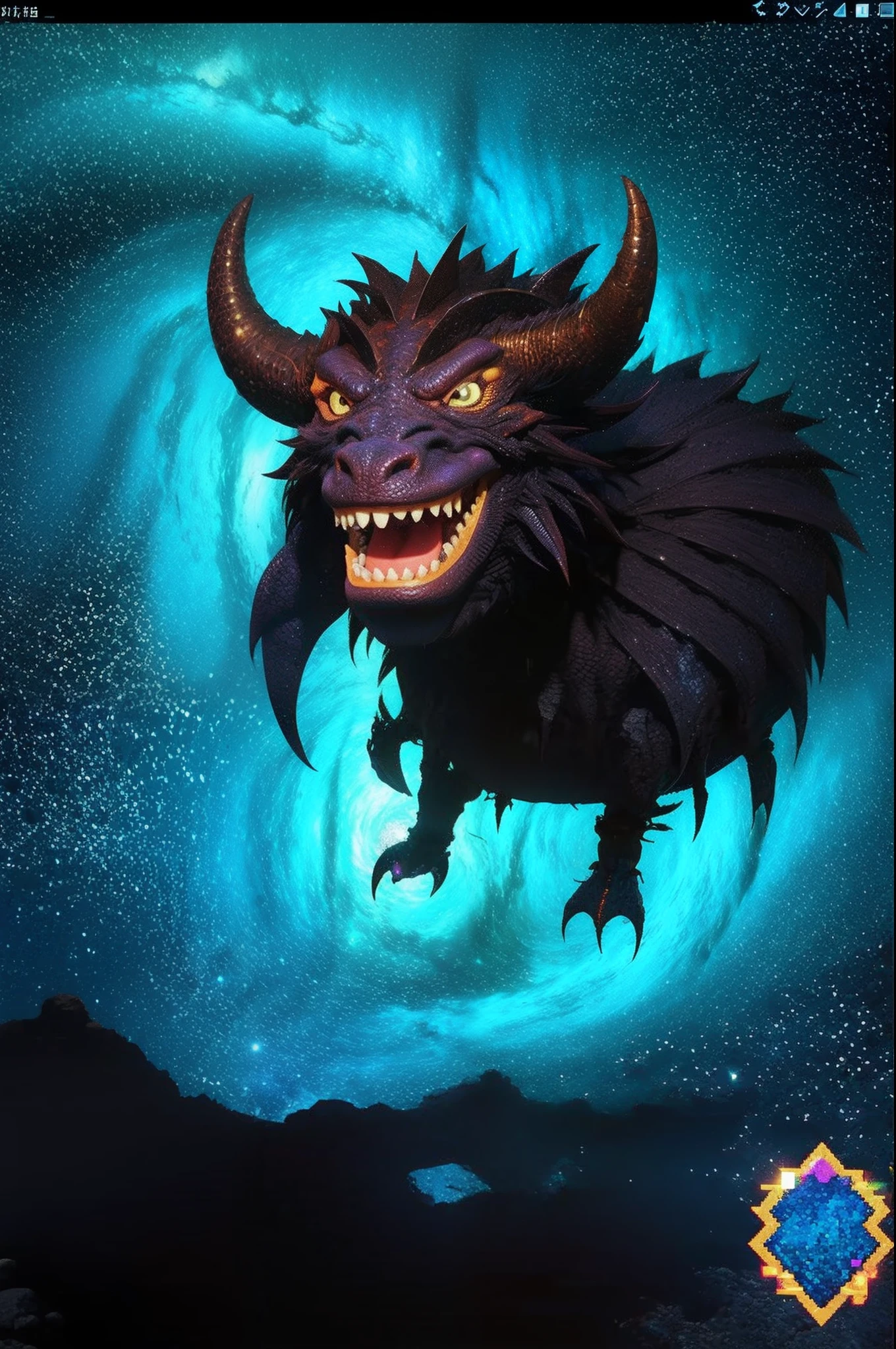 鸟山明风格，Flat pixel games《dragon quest》，Game monster design，（Minotaur：1.4），giant axe，Full body like，16-bit pixels
