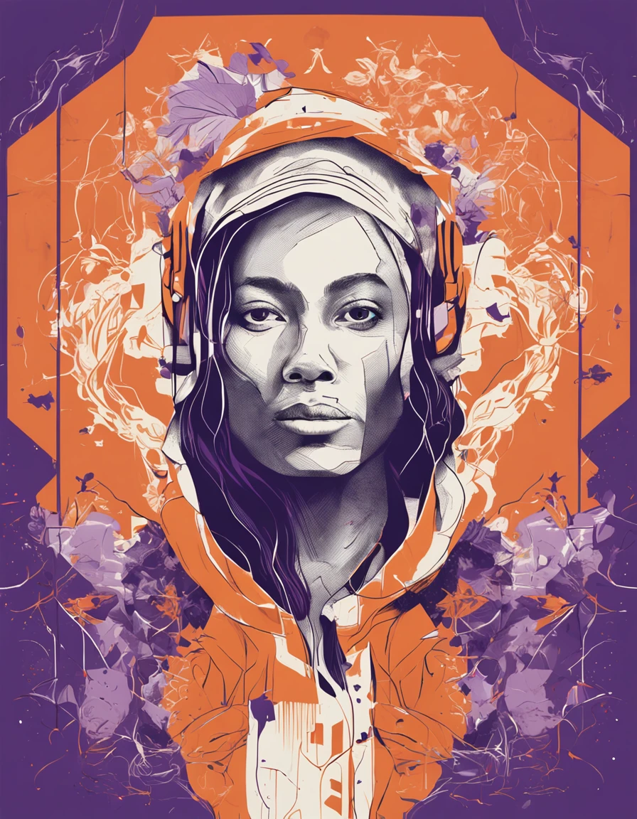 agnes cecile,Design posters of various silhouettes are combined into a complete hexagonal silhouette,Champion coffee,Illustration design,Yunnan elements,Coffee elements,Violet,The orange,Purple Portuguese,Citrus,black tea