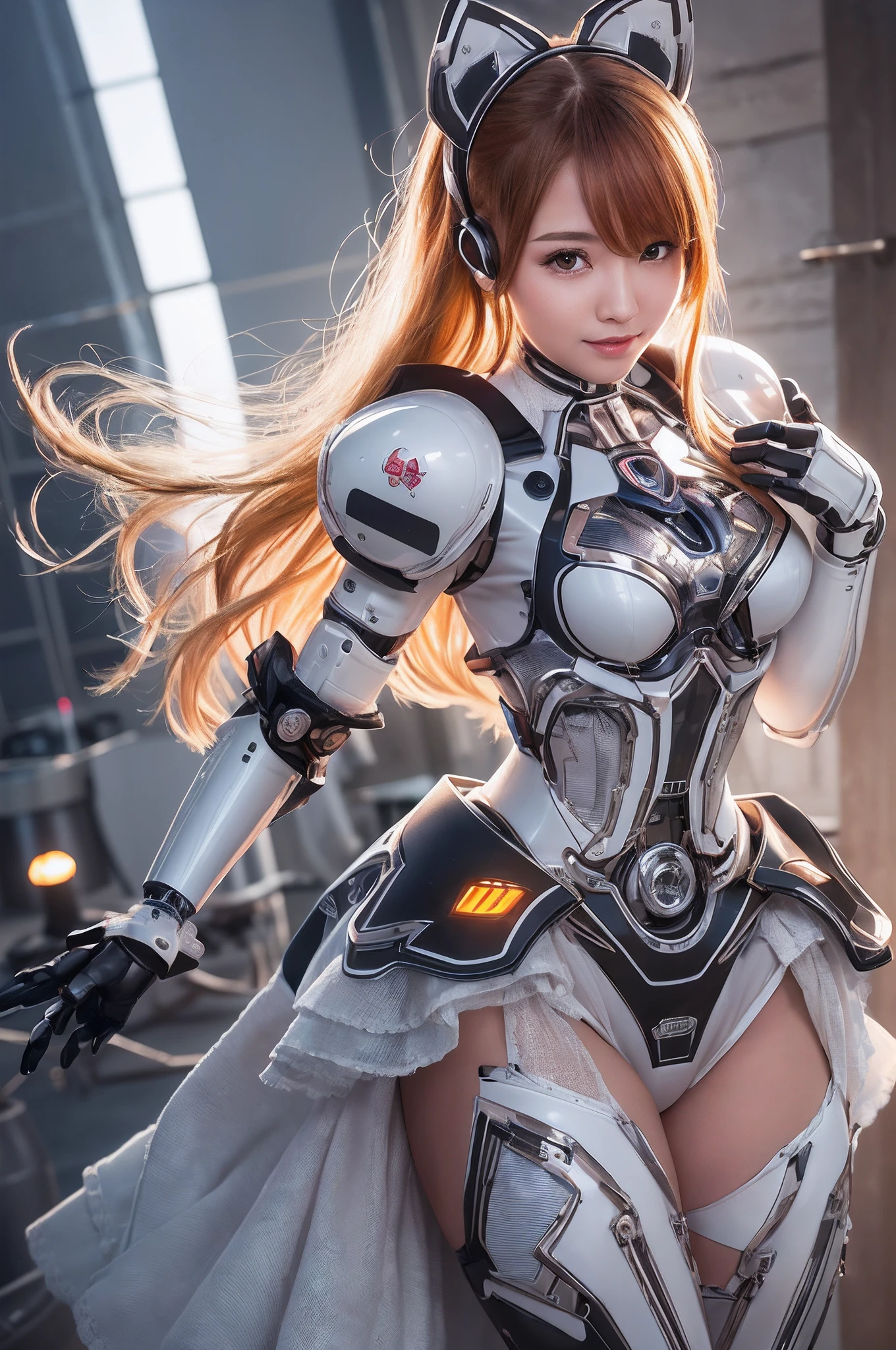 Nao Yazawa, Elsa Beskow, Surreal, mysterious, strange, fantastical, fantasy, Sci-fi, Japanese anime, Tokyo city area, miniskirt beautiful girl fighting against Martians, Earth Defense Force, beautiful girl in skintight armored suit, perfect voluminous body, detailed masterpiece