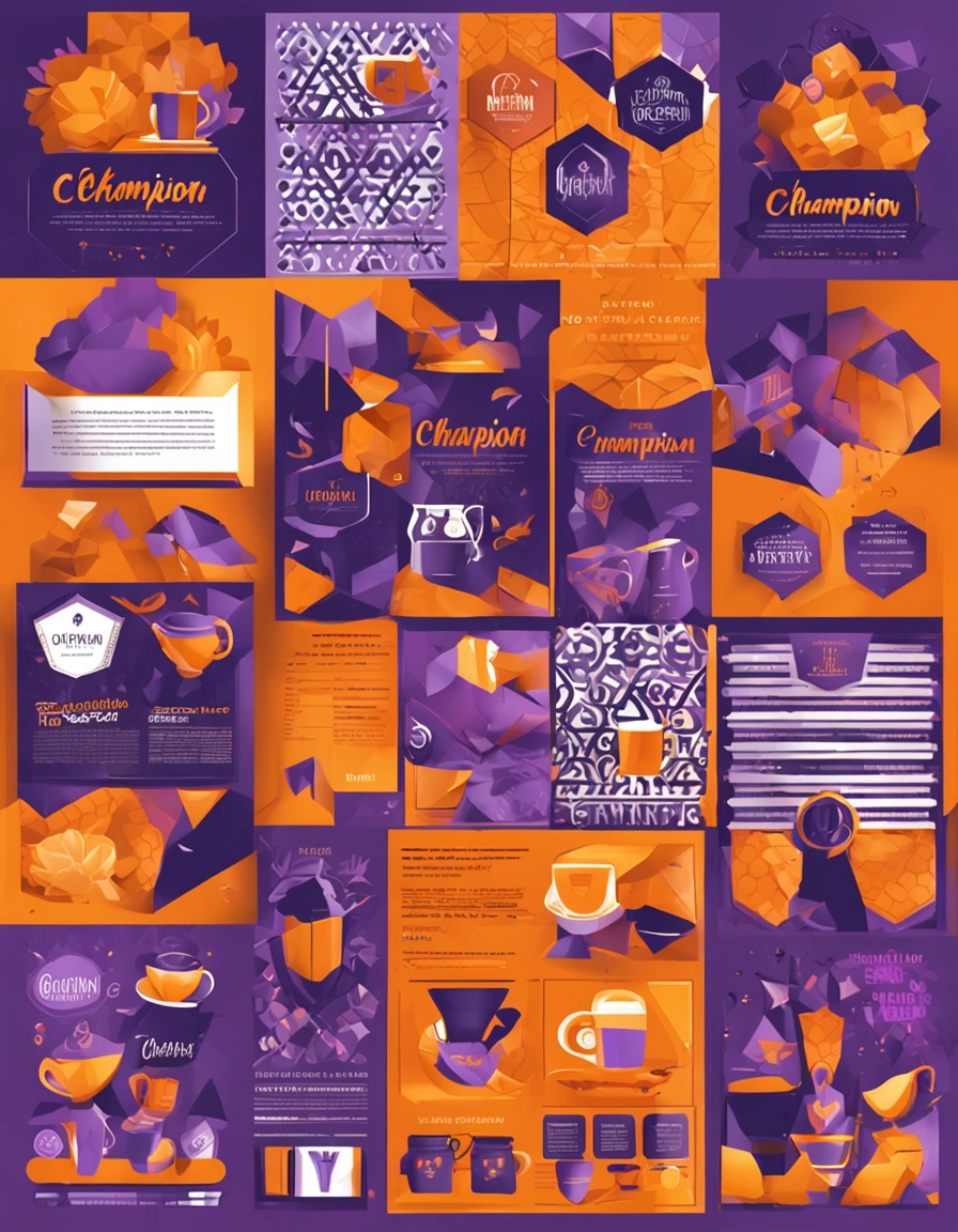Champion element,Illustration design,Hexagonal elements,Yunnan elements,Coffee elements,Violet,The orange,Purple Portuguese,Citrus,black tea