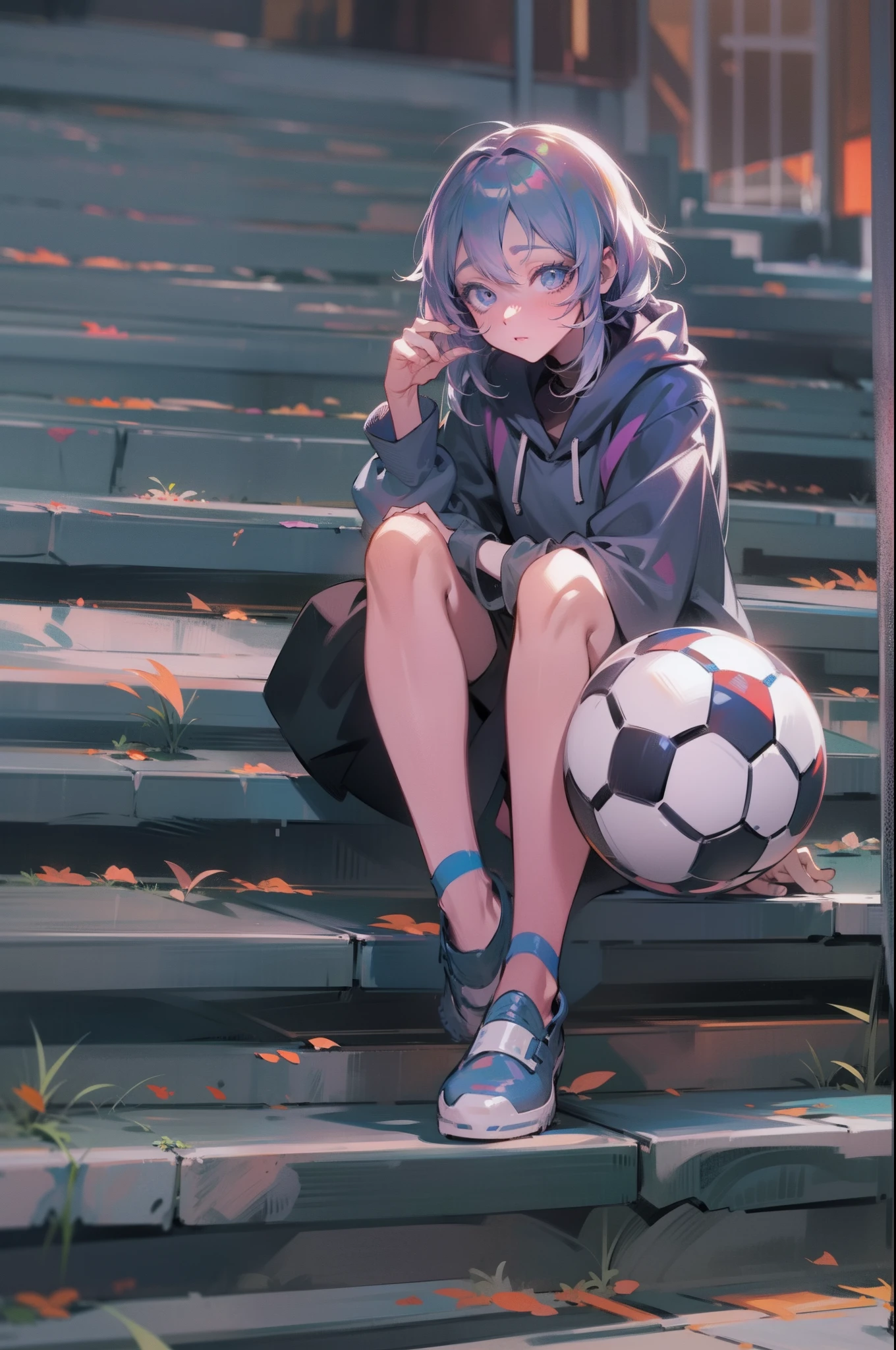 Anime girl sitting on steps with soccer ball in hand, estilo anime 4K, Arte no estilo de Guweiz, anime moe artstyle, Anime Art Wallpaper 8K, Guweiz em Pixiv ArtStation, estilo anime. 8k, Guweiz em ArtStation Pixiv, Guweiz, Anime Art Wallpaper 4K, Anime Art Wallpaper 4K