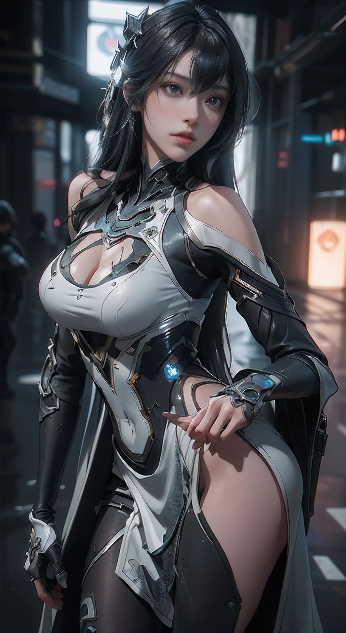 ((Best quality)), ((masterpiece)), (detailed:1.4), 3D, an image of a beautiful cyberpunk female,HDR (High Dynamic Range),Ray Tracing,NVIDIA RTX,Super-Resolution,Unreal 5,Subsurface scattering,PBR Texturing,Post-processing,Anisotropic Filtering,Depth-of-field,Maximum clarity and sharpness,Multi-layered textures,Albedo and Specular maps,Surface shading,Accurate simulation of light-material interaction,Perfect proportions,Octane Render,Two-tone lighting,Wide aperture,Low ISO,White balance,Rule of thirds,8K RAW,