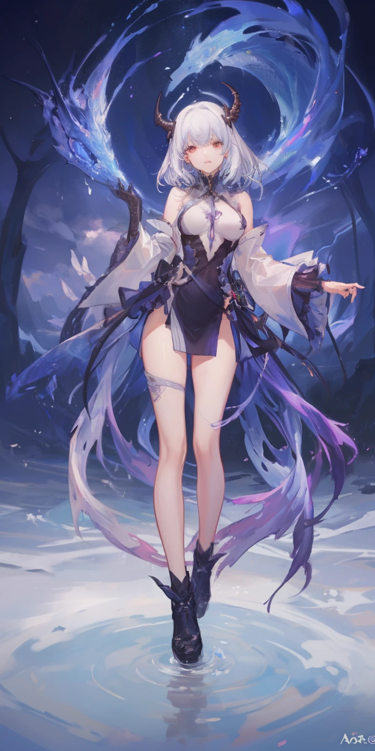 Tall girl reciting mantras),Peek from under his forehead,breaking,,(lean legs:1.3),(Bigchest),lean legs,Water hair,1个Giant Breast Girl,独奏,(Fit your body:1.4),plumw,Thin,Meticulous anatomy,Perfect body,Meticulous body,A detailed face,Beautiful anatomical eyes。Break Kaisa Dragon Lake,Breaking is very detailed,Complex art,Artstation's detailed ternary color trends in Unreal Engine 5,8K分辨率,A masterpiece by Deviantart