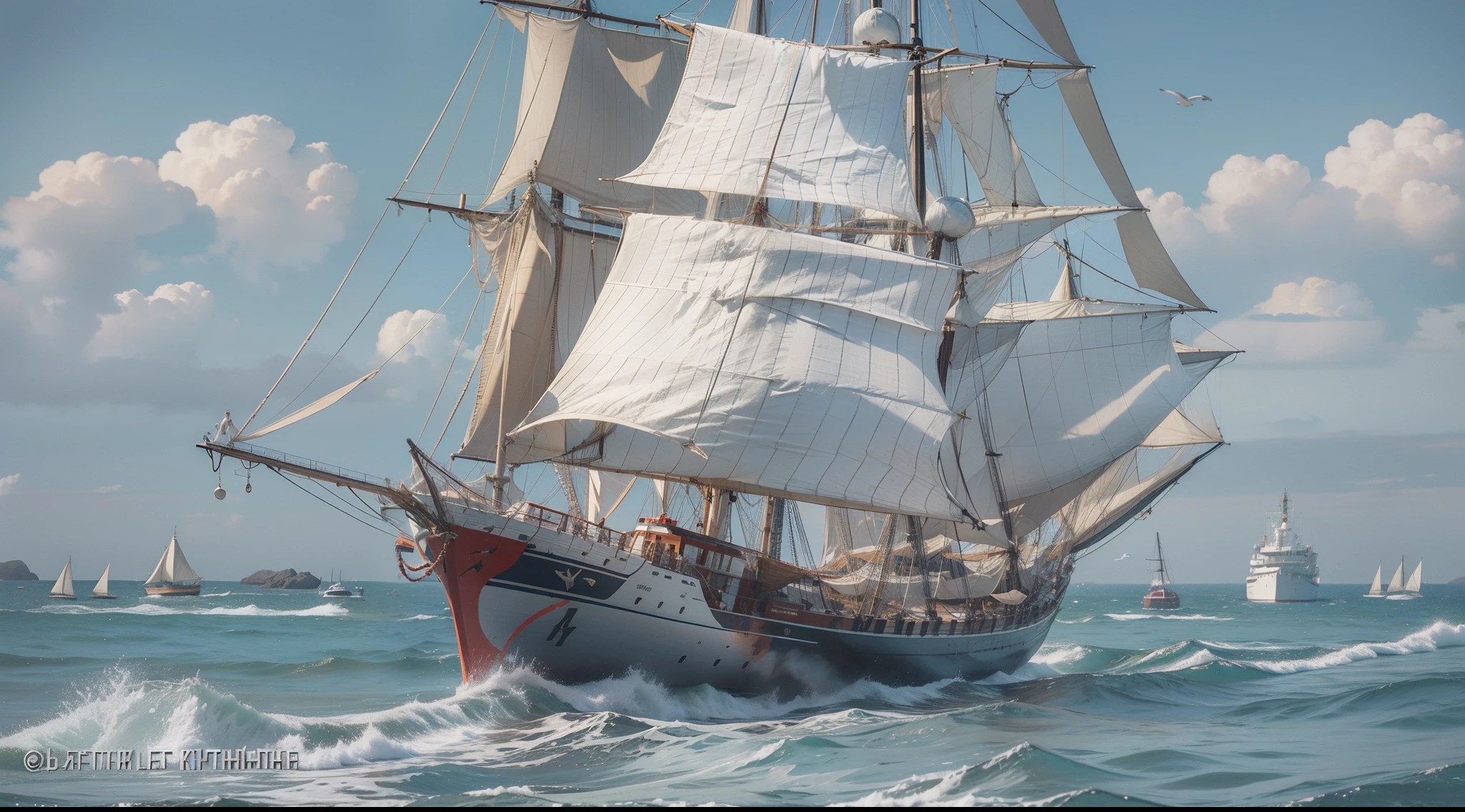Sail ships，the sea，Kizi