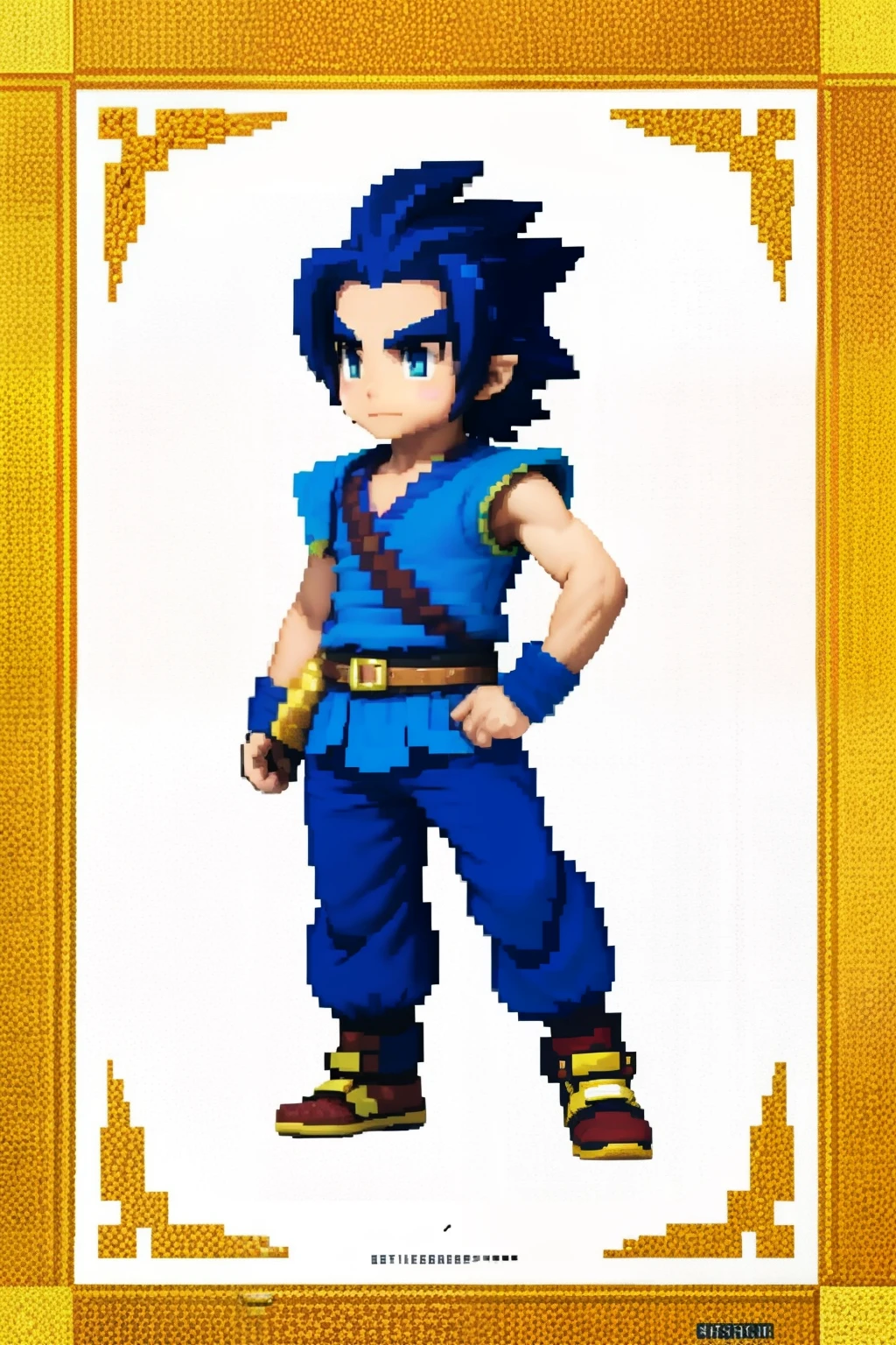 鸟山明风格,Flat pixel games《dragon quest》,Game monster design,(Western Dragon:1.4),Full body like,16-bit pixels