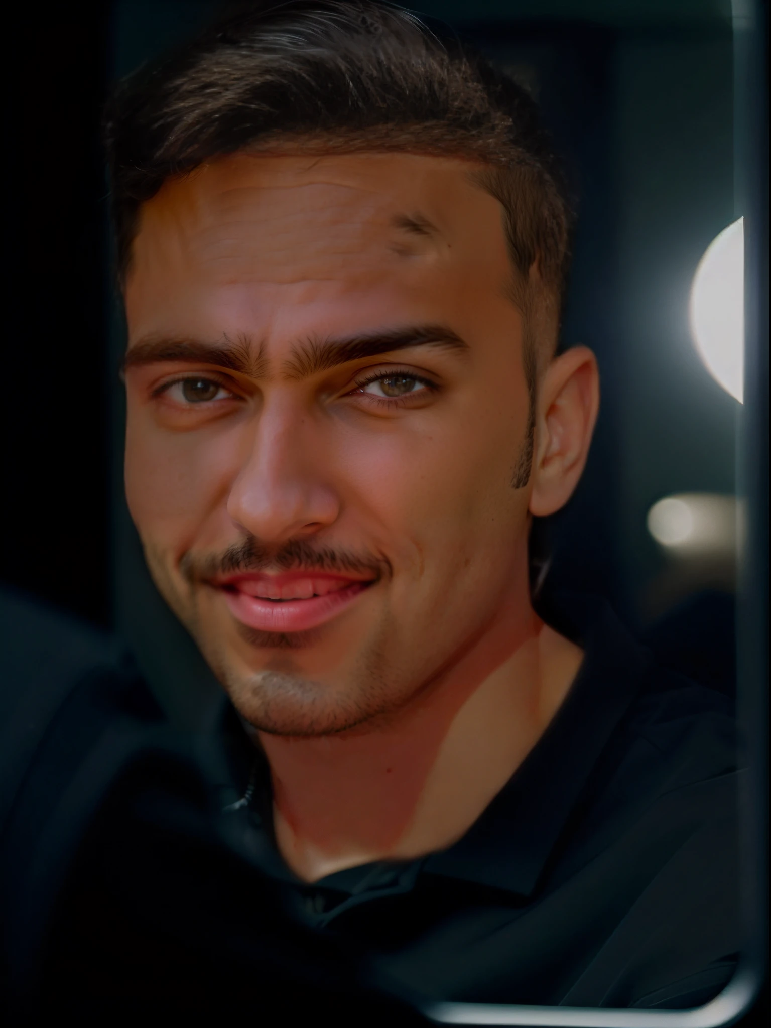 arafed man with a black shirt and a black tie smiling, headshot profile picture, ismail, portrait shot 8 k, mohamed chahin, amr elshamy, soft portrait shot 8 k, detailed unblurred face, anton fadeev 8 k, headshot portrait, high quality portrait, borja, 8k portrait render, instagram story, he is smiling