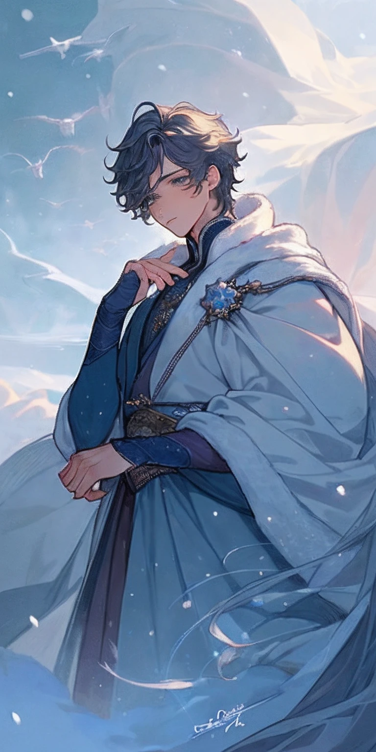 (masterpiece, best quality),1boy, prince of winter, bishounen