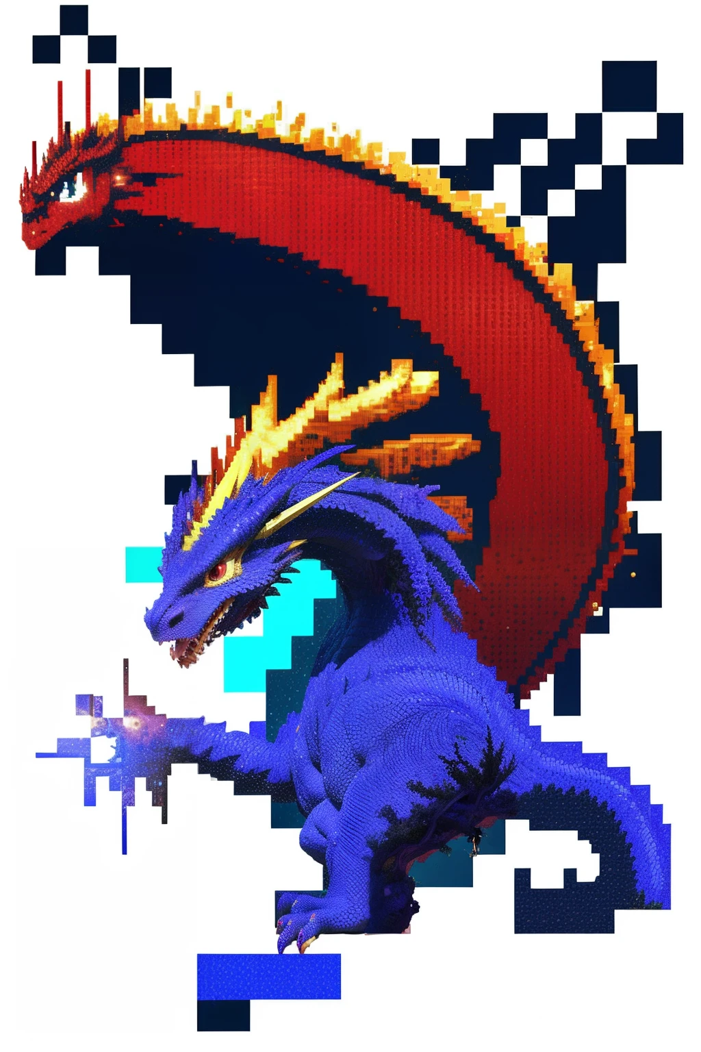 (masterpiece, top quality, best quality), pixel,pixel art,dragon,fire,mountain,full body, 
 