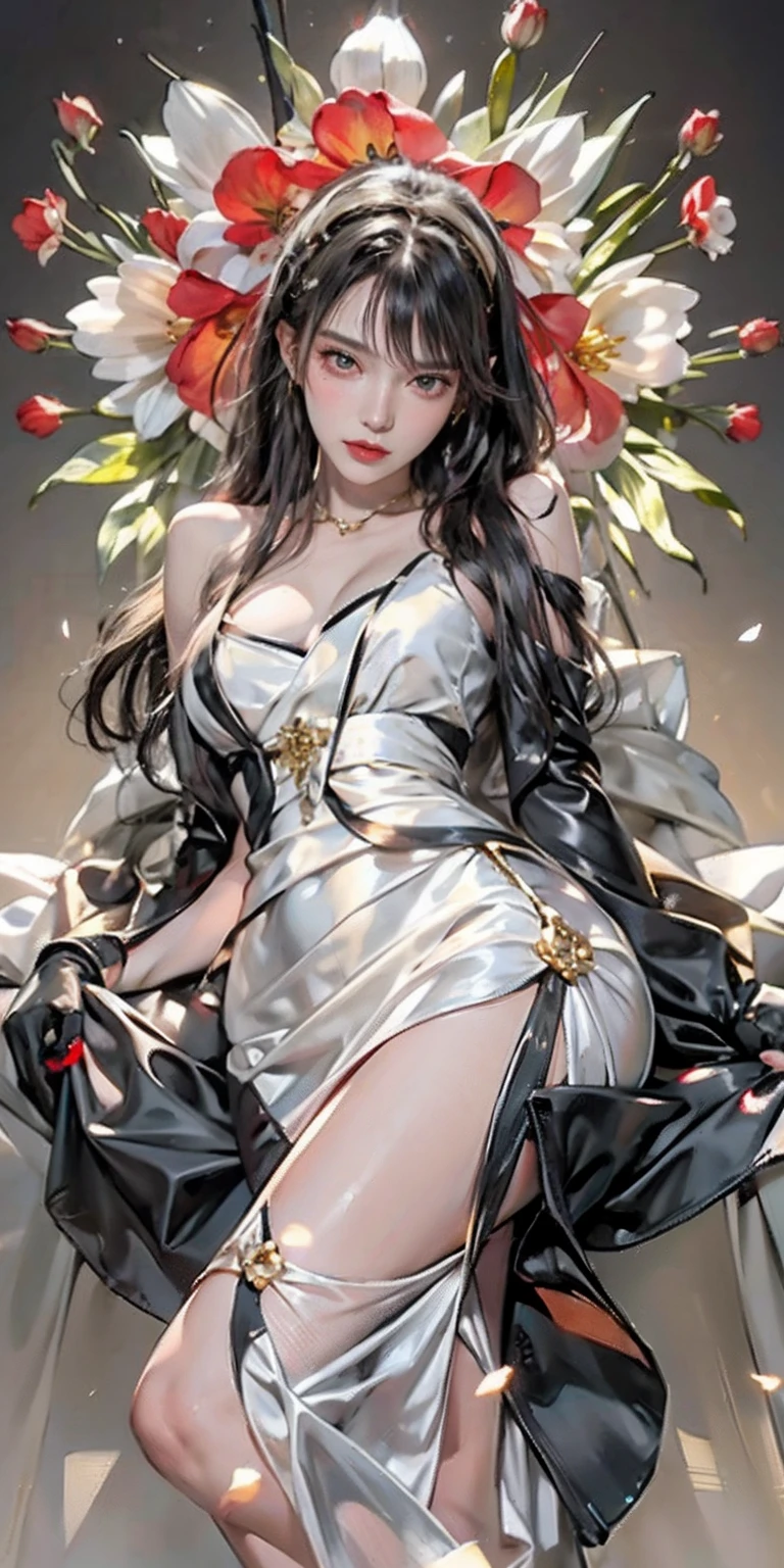 (Masterpiece, Top Quality, Best Quality, Extreme Detail, Supreme Detail, Official Art, Beauty and Aesthetics: 1.2), Colorful, Denim Shot, Upper Body Shot, Beautiful Face, Solo, Perfect Body, On Sky Clouds, Flying in the Sky, Portrait of a Girl, Silver Gradient Hair, (Black Hair| Pink hair: 1.2), fairy, flowing streamers, simplified clothes, sexy, sun rays, clouds, full body, hanfu, chinese clothes, white dress, water, fireflies, night, starry sky, jewelry, feathers on dresses, peacock feathers, light particles, volumetric lighting, ray tracing (flowing streamers: 1.1), (fantasy novels: 1.2), illuminators, stars, fantasy, high contrast, ink strokes, overexposure, purple and red tone impressions, abstract, (watercolor paintings by John Berkey and Jeremiman)) brush strokes,