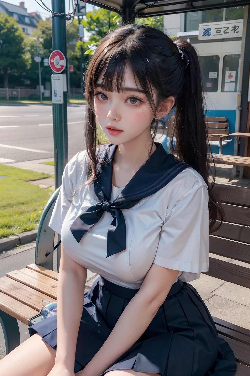 Photo Real、photoRealstic A dark-haired、straight haired、poneyTail、Blunt bangs drooing eyes、Black eyes、Plump cheeks、The contours of the face are round sixteen years old、hi-school girl、Suppin、a sailor suit、bow ribbon、skirt by the、Drenched in sweat Facial expressions to enjoy、Laughing expression、Laughing large full breasts、Short stature、vaginal、Female genitals、cunt、clit、Semen Boldly open legs、Normal bit、insertion、Vaginal insertion、SEX、ssex、play sex、Sperm、large amount of sperm、Sperm soaked、Intense Sex、Insert vigorously、cum shots Background with、countryside、outside