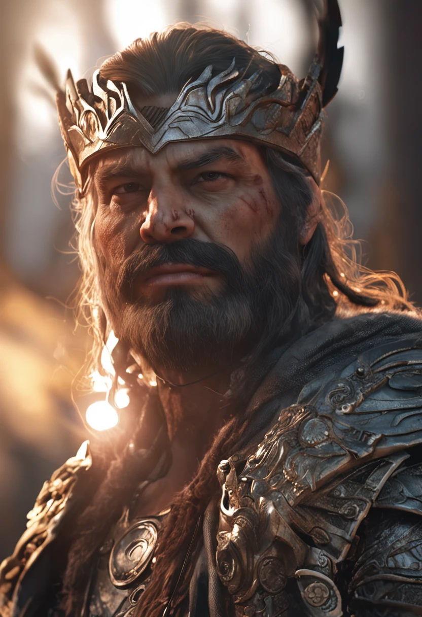 (Профессиональный 3D-рендер:1.3) de (Realistic:1.3) A foto mais bonita do mundo,Features of soft and shiny male heroes, ((Epic fantasy hero, rough hero, olhar irritado, olho cinza, cabelos curtos, sem barba, (tatuagem de sol nascente na testa) and calm facial expression in a dynamic pose, fantastic location, Ambientes majestosos e desordenados)), Рендеринг Full Body 8K Unity, action shot, pele dos poros, very dark lighting, sombreamento pesado, circunstanciado, Rosto detalhado, (Vibrando, The photo is realistic, Realistic, Dramatic, Escuro, foco nítido, 8k), (Old cotton clothes, medievais, danificado pelo tempo:1.4), ((((Use cotton)))), (intrincado:1.4), decadente, (altamente detalhado:1.4), pintura digital, octane rendering, art stations, ConceptArt, liso, foco nítido, illustartion, O germe da arte, (Loish:0.23), Wlop Ilya Kuvshinov, e Greg Rutkowski e Alphonse Mucha Gracias, (global ilumination, studiolight, luz envolvente), patife, fantasia, Onze, corpo inteiroesbian, ((O fundo escuro e antigo de montanha:1.3)),CGSesociedade,art stations