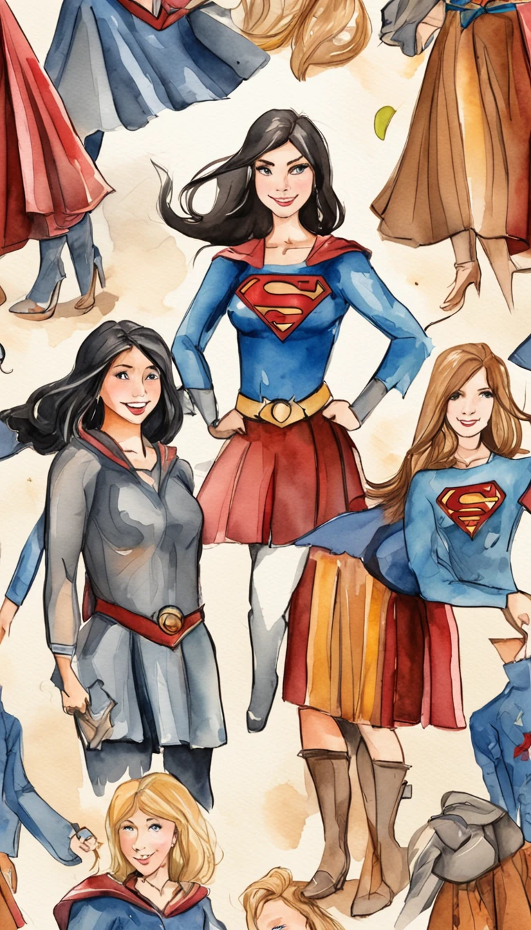 Black-haired Supergirl just backs graduation cap a group of classmates