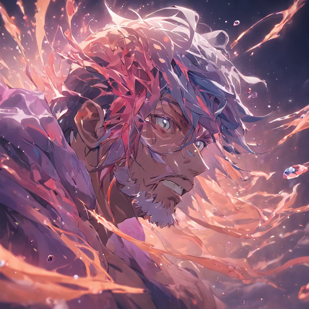 A spirit man who half-turned into a jellyfish, Unreal Engine 5, Cinematic, Color grading, Portrait photography, Ultra-wide angle, Depth of field, Hyper-detailed, beautifully color-coded, insanely details, Intricate details, beautifully color-graded, illusory engine, editorial photography , photoshoot, Shot on 70mm lense, Depth of field, degrees of freedom, 32K, Hyper-Resolution