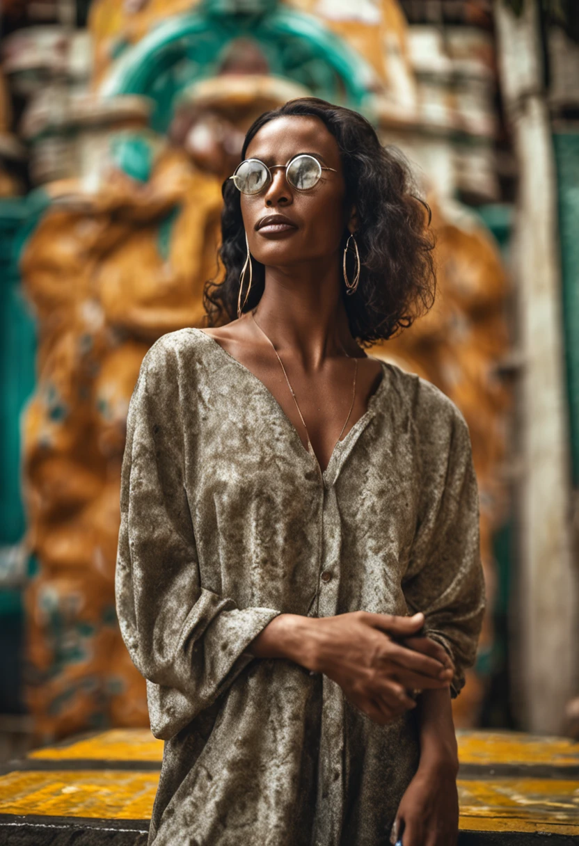 ultra detailed artistic photography, As a beautiful white Brazilian female, mas de um universo alternativo, pele verde, misturado na terra, tee xixi, luar, fogueira, sonhador, brilhante, retroiluminado, Sombras, oil on the canvas, liso, Ultra High Definition, 8k, Ultra sharp focus, obra-prima de arte intrincada, Fluid clothing, altamente detalhado, vibrante, production cinematic character render, Very high quality model wearing jewelry earring necklace watch hair with dark tone wearing corporate standard social clothing looking at the camera