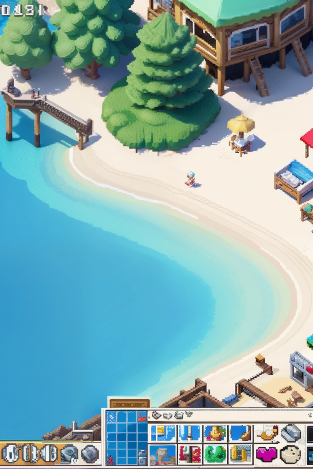 Pixel art beach，Pixel art，32-bit pixels