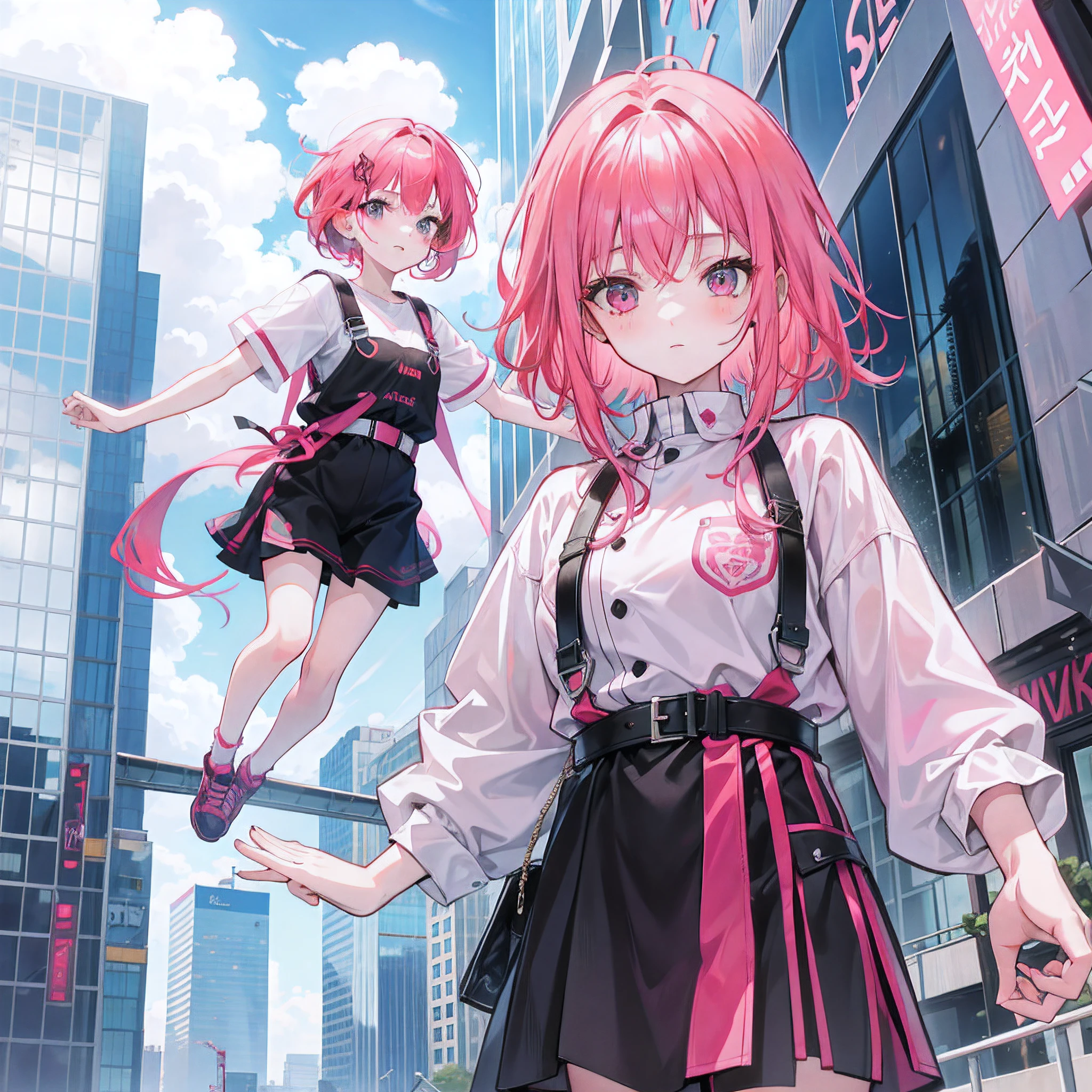 Pink-haired mom and red-haired daughter jumped from the top of a skyscraper
