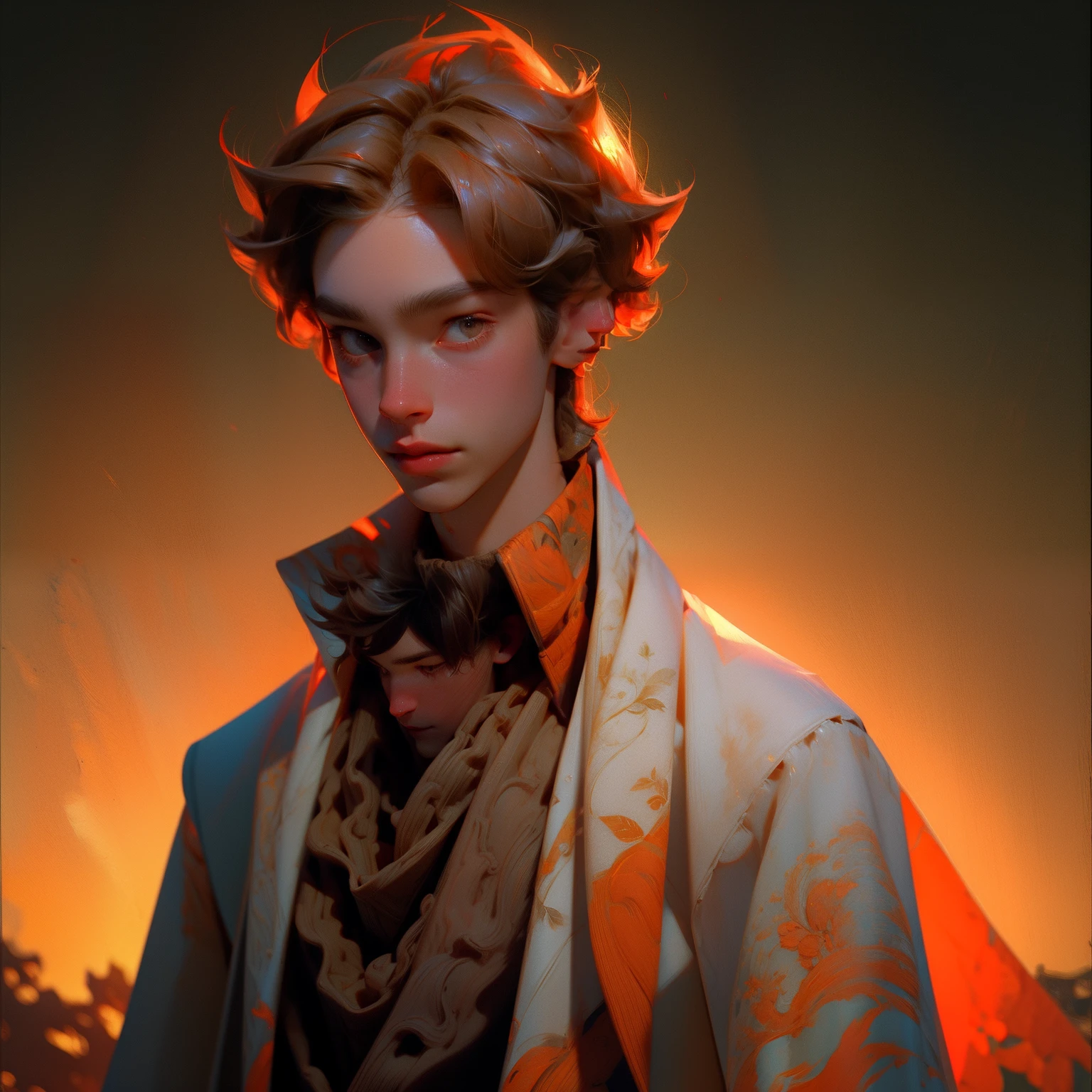 (best quality, masterpiece), 1boy, bishounen, prince of autumn