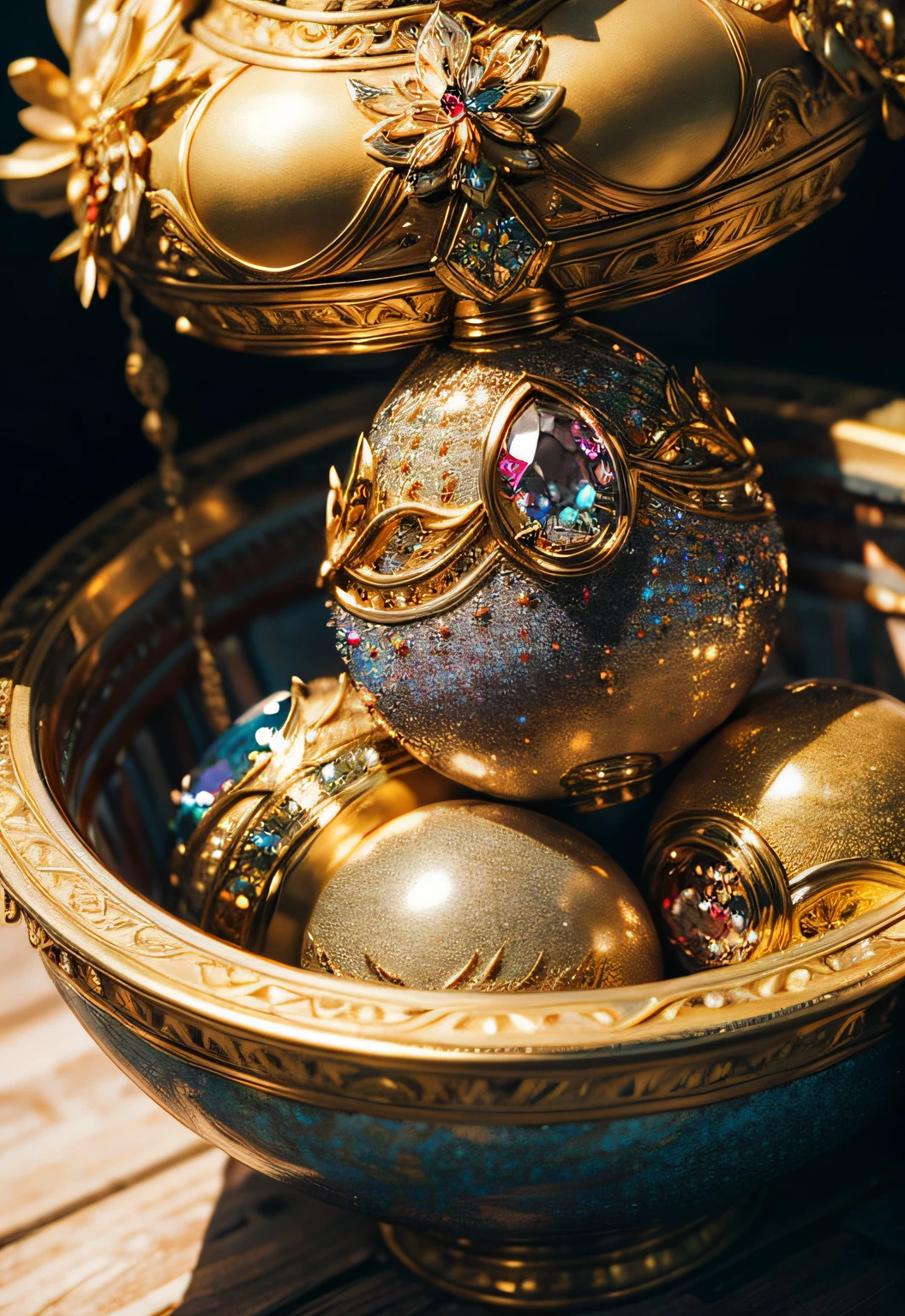 ​masterpiece、top-quality、top-quality、(Close up photo of glittering jewels in artistic vessel)、ighly detailed、colourfull、highestdetailed