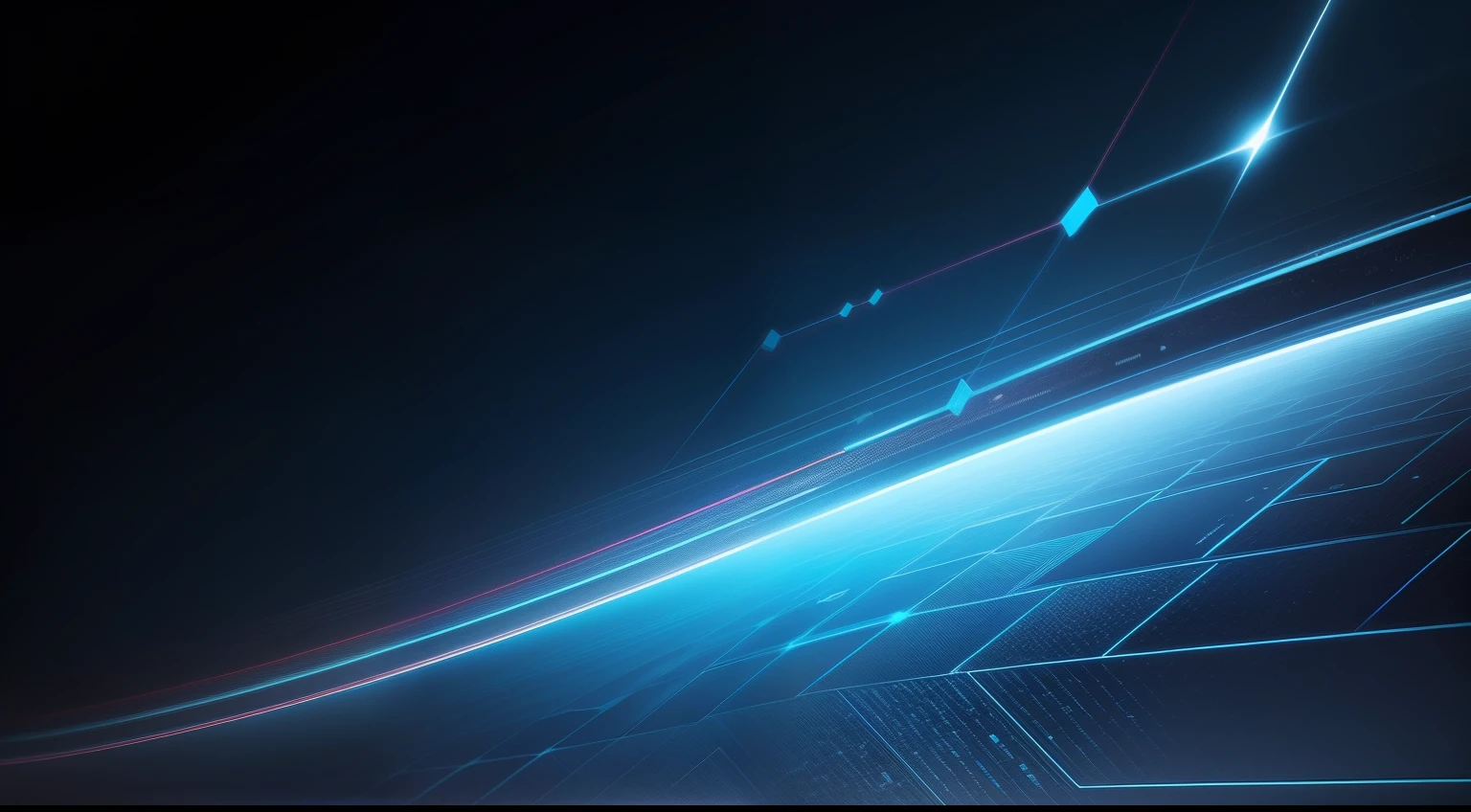 Geometric lines in dark blue，sense of science and technology，5G，internet，high - tech，chips，Color field painting style