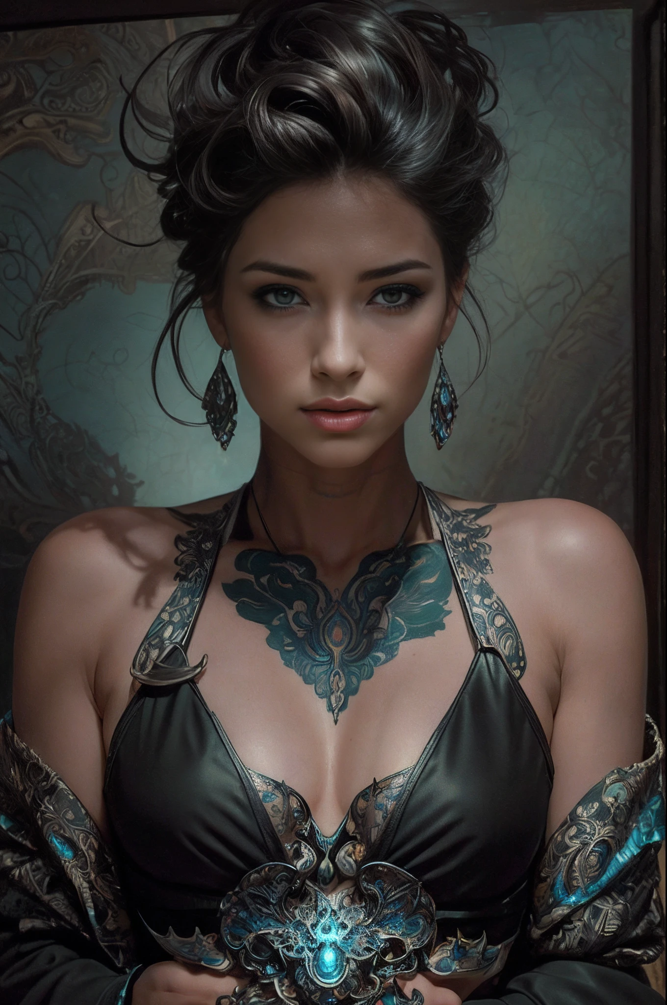 beautiful woman, Black ink flow, 8k resolution, photorealistic masterpiece by Aaron Horkey and Jeremy Mann, intricately detailed fluid gouache painting by Jean Baptiste, professional photography, natural lighting, volumetric lighting, maximalist, 8k resolution, concept art, intricately detailed, complex, elegant, expansive, fantastical, cover