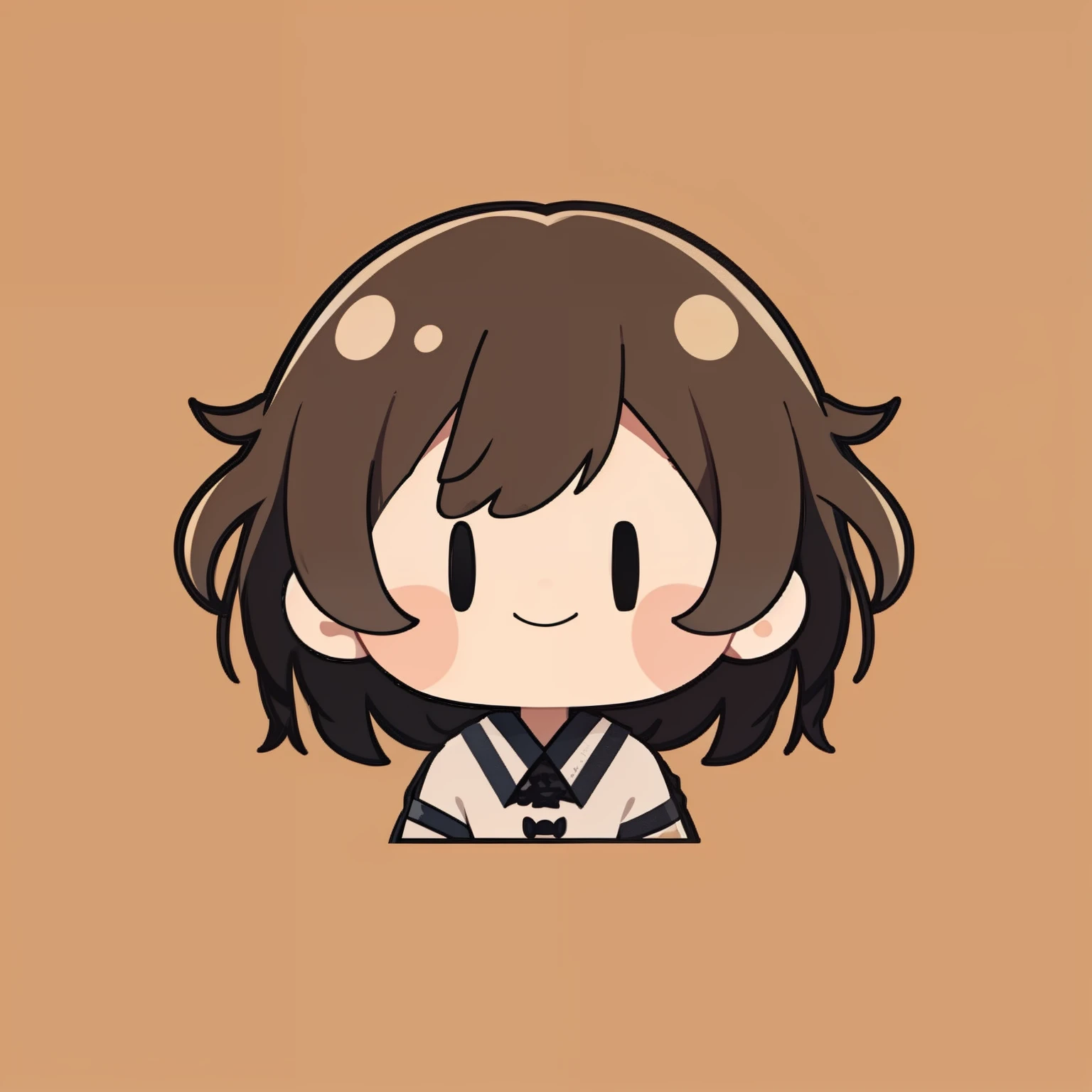 Flat avatar, 1boy, 独奏, ssmile, head portrait, simple backgound, brunette color hair,cartoon graffiti,line art,cute black line little girl,various poses and expressions。weeping、run away、is shy、ssmile、dine、kneeling down、astonishment、Laughter, etc. -- niji 5