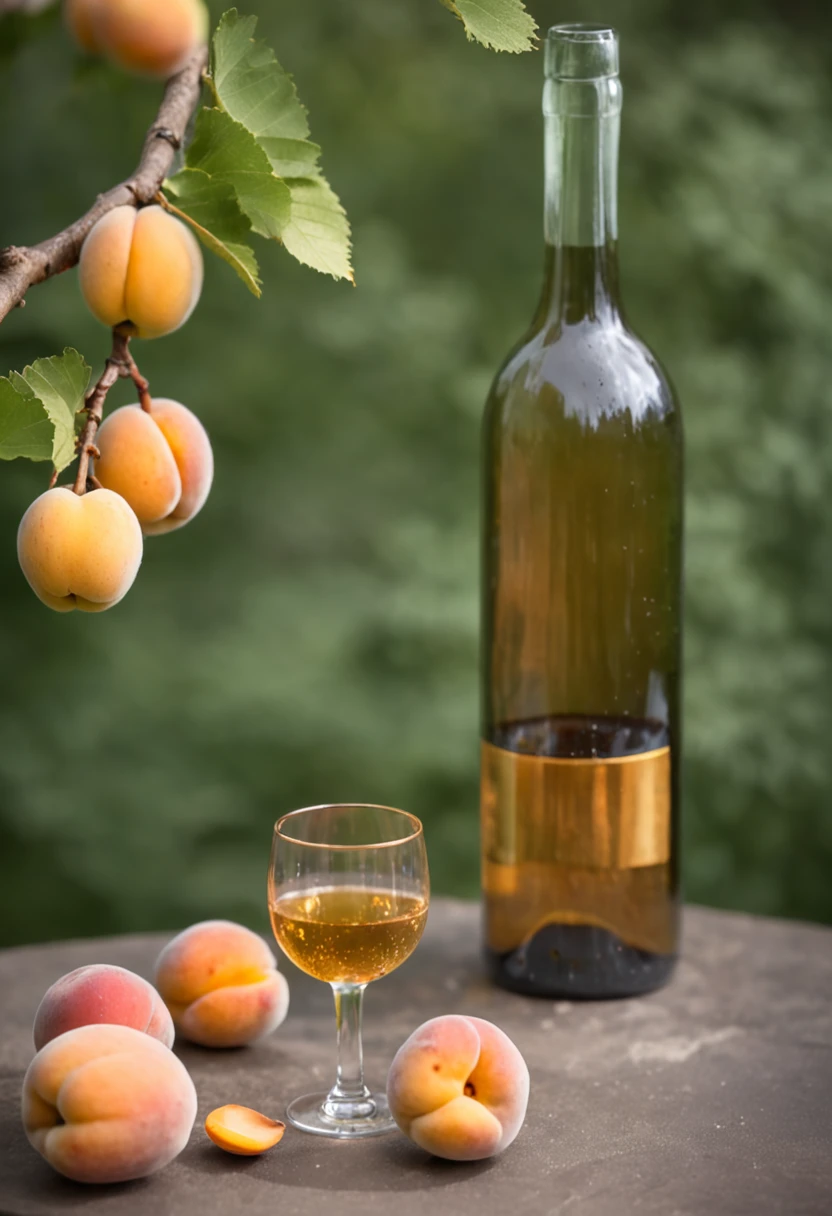 Wild apricot wine:
1 glass of wine
some ripe apricots
1 branch of wild flowers
1 space is enough to put a bottle of wine