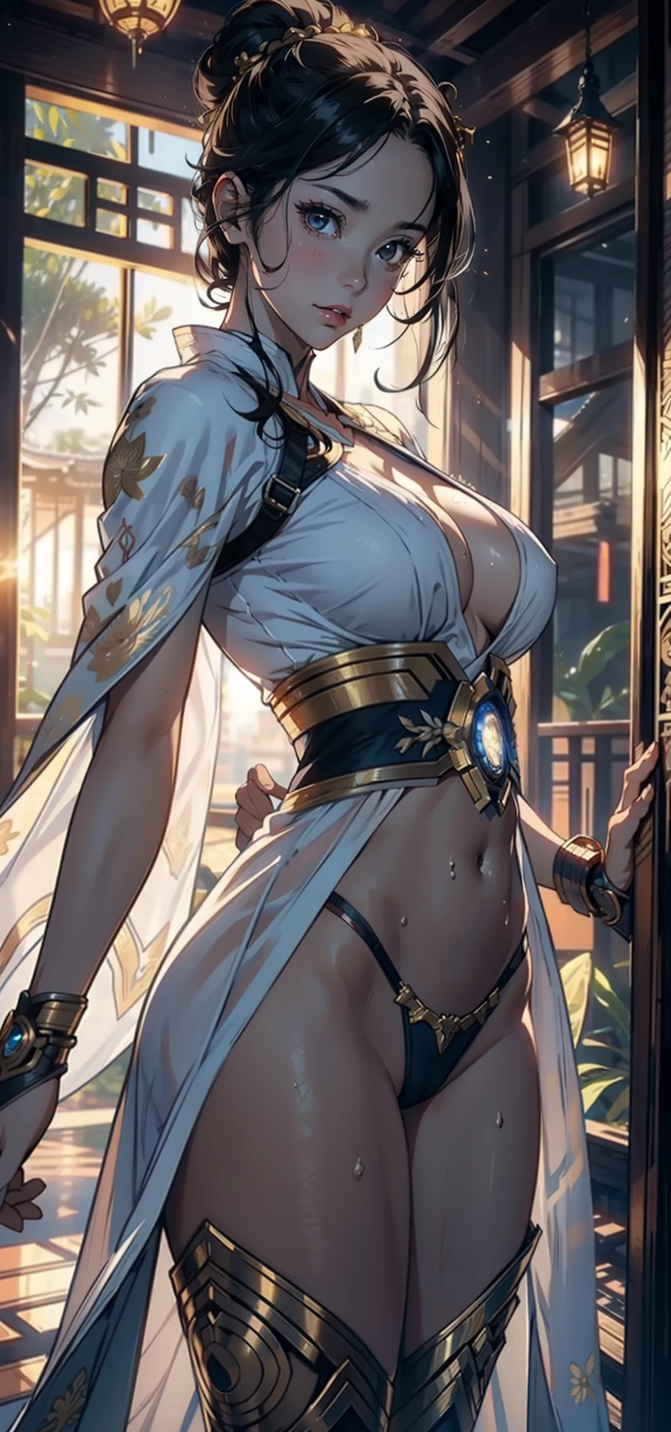 1female,熟妇,huge-breasted ,Pornographic exposure, 独奏,(Background with:bamboo forrest,lotuses,lotus flower,exteriors,) She has short black hair,bobo head,Sweat profusely,drenched all over the body,seen from the front, hair straight, mostly cloudy sky,(((tmasterpiece),(Very detailed CG unity 8K wallpaper),best qualtiy,cinmatic lighting,detailed back ground,beatiful detailed eyes,Bright pupils,Black eyes,(Very fine and beautiful),(Beautiful and detailed eye description),ultra - detailed,tmasterpiece,)),facing at camera,A high resolution,ultra - detailed),,revealing breasts,Bare genitalia, Bulge,legs are open,Raised sexy,Camel toes,Flushed complexion,Open-mouthed,frontage,White floral headband,Gold Saint Seiya,captain america,elementary student(Wearing:Cloak,Black transparent kimono,Filigree embroidery,fullnude,with no underpants,Armour,Iron Man uniform)