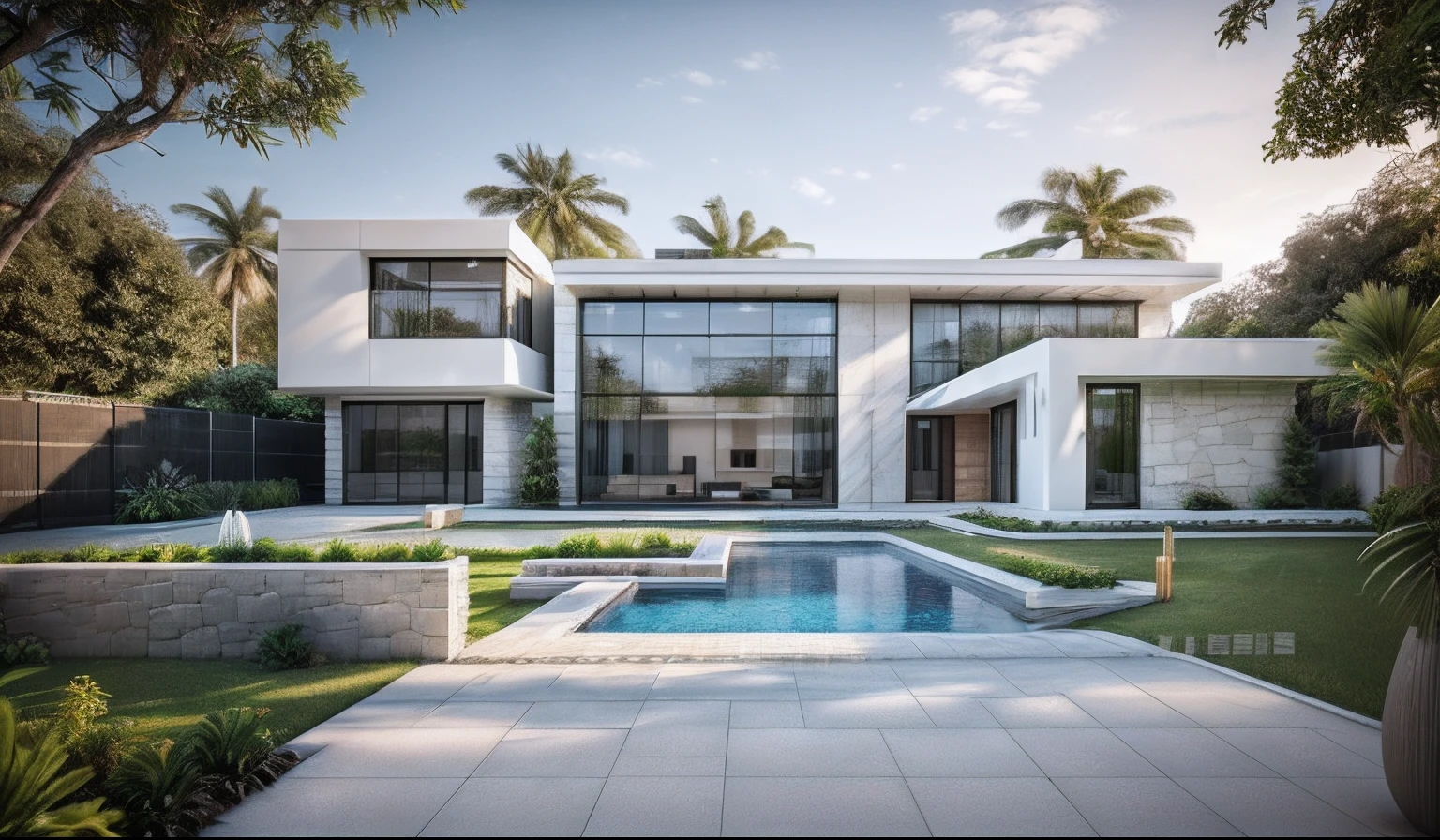 RAW photo,Masterpiece, high quality, best quality, authentic, super detail,masterpiece, (photorealistic:1.2), best quality, ultra high res, random material, architechture, exterior, modern villa house on the road, blue sky, glass windows,trees,traffic road, in the style of (((realistic hyper-detailed))) rendering, (((Realistic clear material))), 32k uhd,composite construction, piles/stacks, innovative page design, daylight, RAW photo,Masterpiece, high quality, best quality, authentic, super detail,
exterior, outdoors, house style modern on the street ,( white painted wall:1.1), (ceiling wooden:1.1), (broken brown stone wall tiles:1.1), tropical trees, in front (garden decoration faucet), (black brick wall:0.9), glass windows,trees, beautiful sky, minimalist modern lines,(day:1.1), vivid colour, vray, photographic render, render in vray, render vray, 3 drender, all white render, vray rendered, highly photographic render, fix sharpness, fix rendering process, enhance surreal quality, detailed archviz render, rendered in 3dsmax, 3ds max render, vray render, 3ds max + v - ray, 3ds max + vray, (high detailed :1.2), 8k uhd, dslr, soft lighting, high quality, film grain, Fujifilm XT3