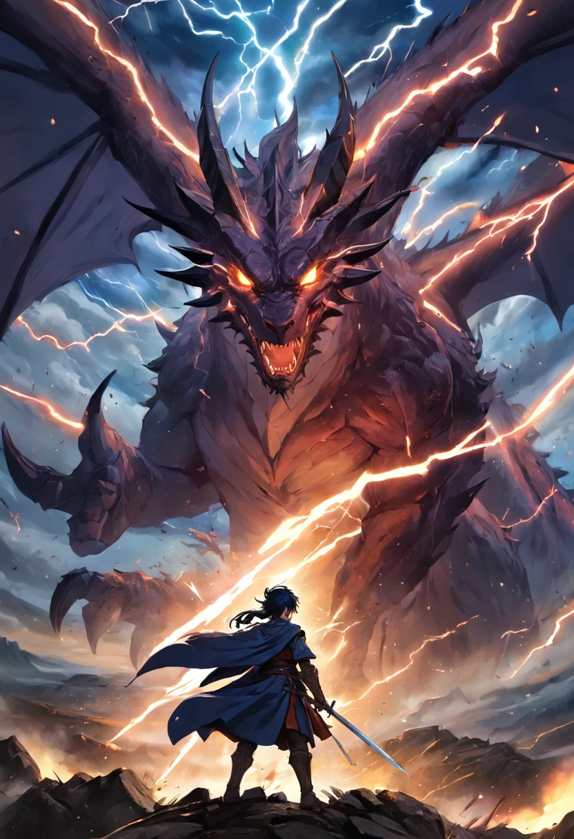/imagine prompt: Epic fantasy battles across vast open plains, The army of mythical creatures and warriors is against each other, Wielding fantastic weapons, A storm brewing in the dark sky, Lightning strikes the ground, Fly over the dragon above, Grandeur and heroism in the chaos, artwork of a, mixed media, Combine digital painting with traditional painting,For action, Dynamic and detailed, --AR 16:9 --V 5