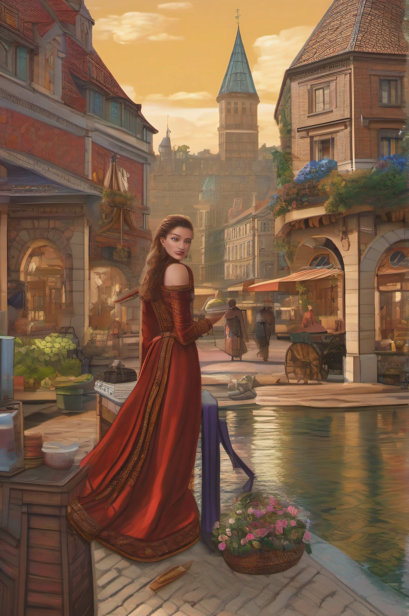 Generate an image depicting the majestic kingdom of Denmark in 1500AC, with towering palaces, bustling markets, and lush landscapes. Show Zendaya, distinguished by her valor and kindness, being chosen as the future queen, while Erina's jealousy begins to brew in the background.
Generate an image depicting the majestic kingdom of Troye, with towering palaces, bustling markets, and lush landscapes. Show Zendaya, distinguished by her valor and kindness, being chosen as the future queen, while Erena's jealousy begins to brew in the background