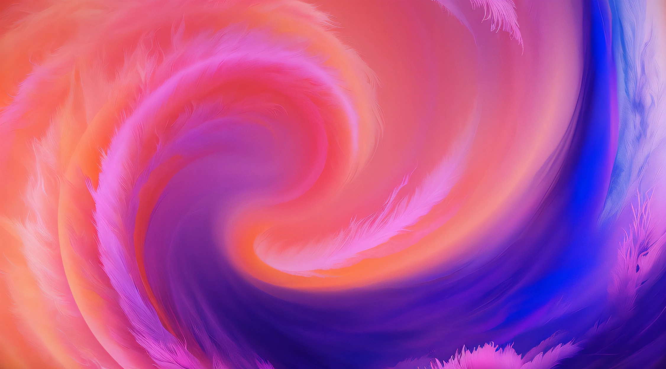 Purple and pink swirling abstract painting,Digital processing style,Brilliant and colorful sky,High quality photos,digital art techniques,Lin Maya,Light orange and indigo,Emphasis on fur and feather texture。