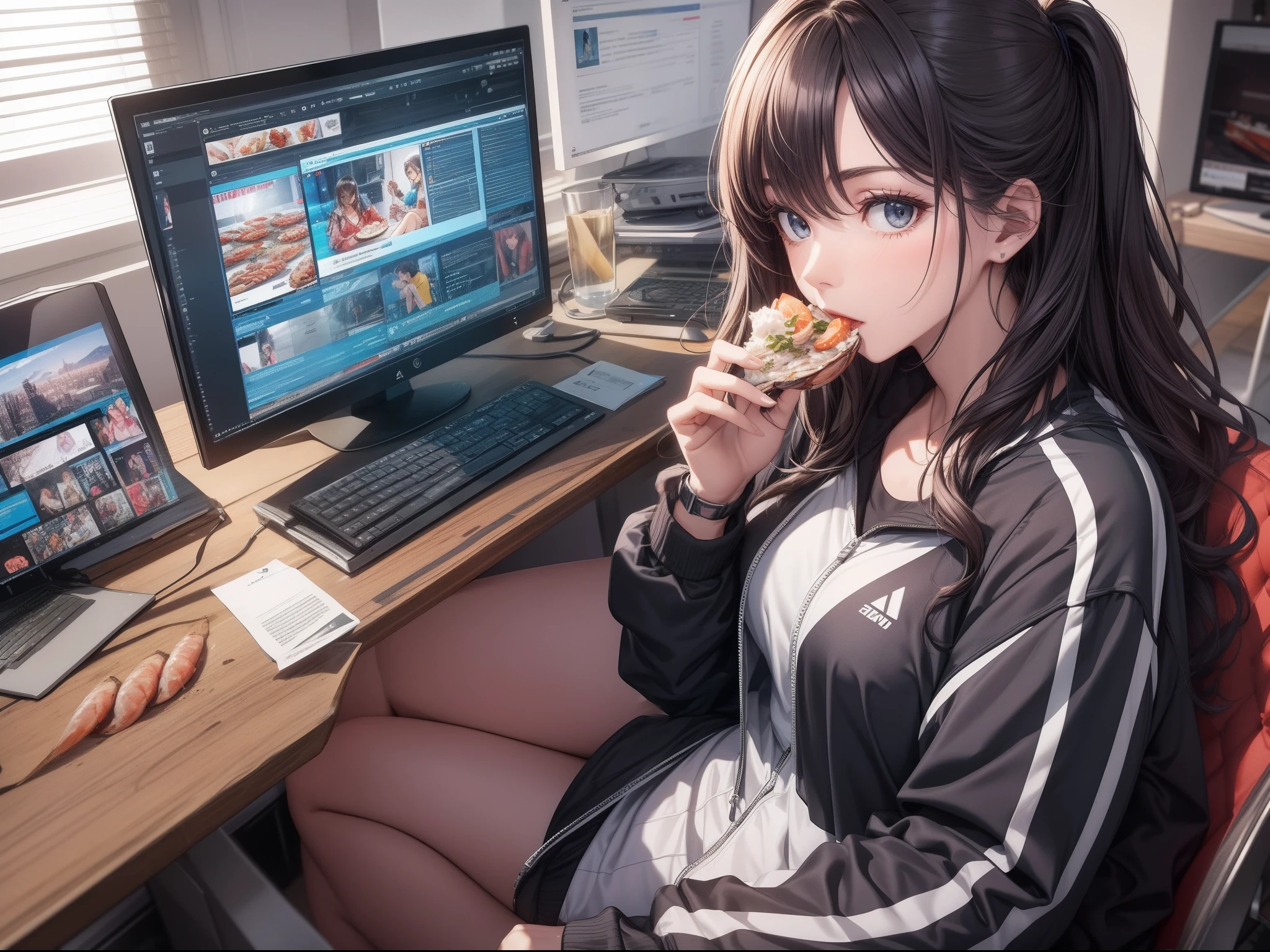 "Eating a snack in front of the PC"